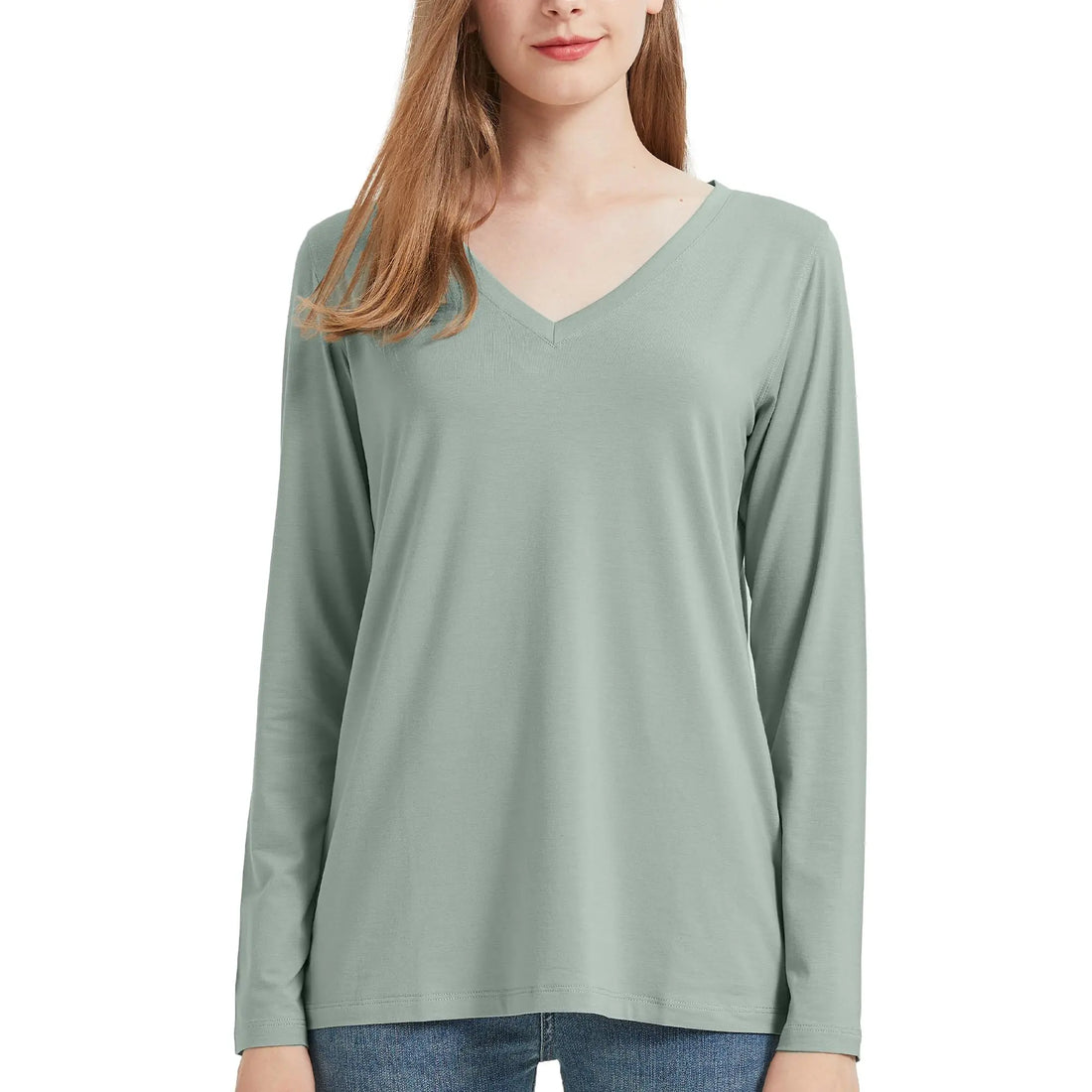 netdraw Women's Bamboo Viscose Long Sleeve V-Neck T-Shirt Soft Comfy Trendy Casual Sleep Pajama Lounge Tops