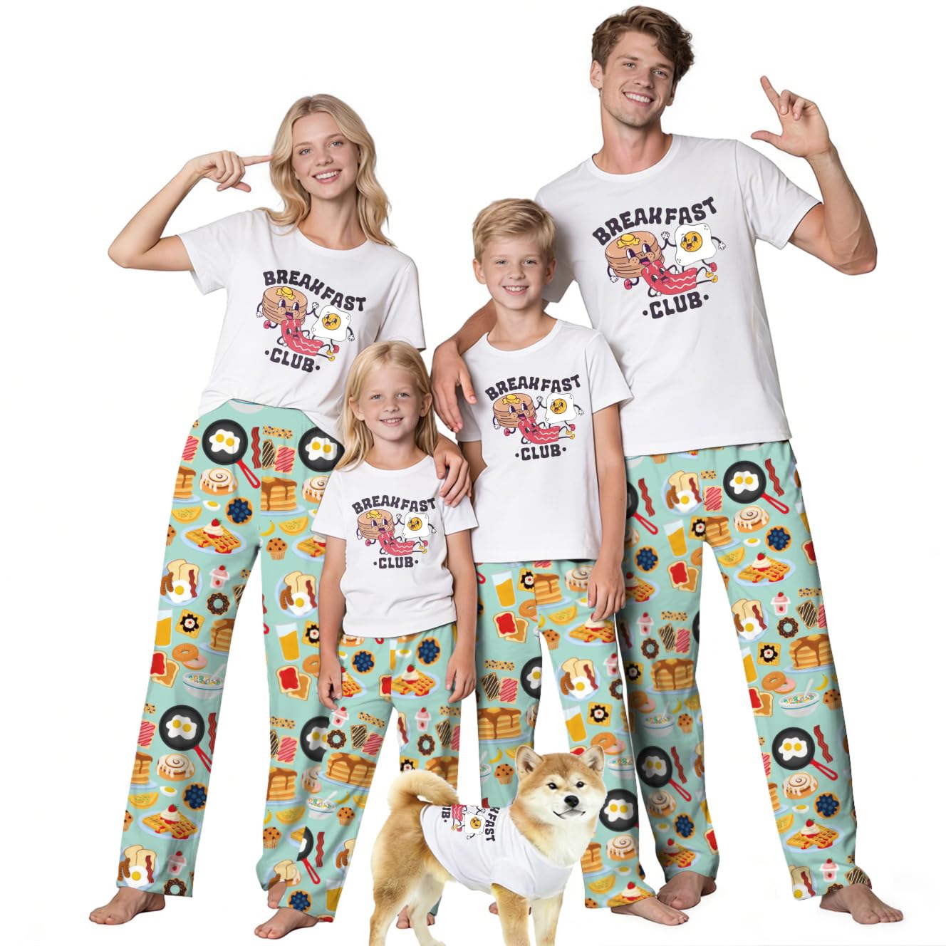 MI X TEE Matching Family Pajamas Set, Cartoon Graphic Print Mommy and Me Matching Outfits, Soft Nightwear for Family WEBE CLOTHING