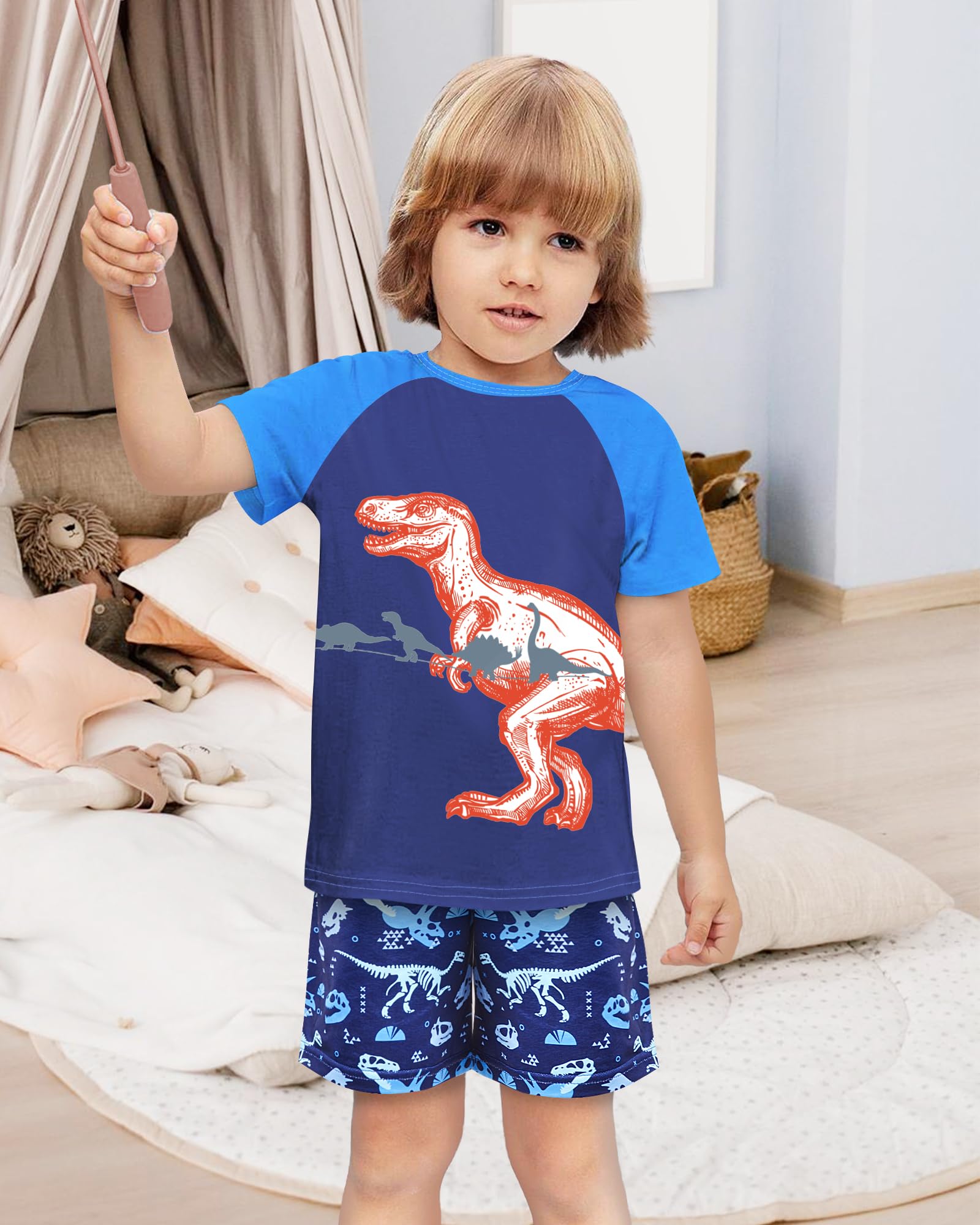 PASHOP Boys Pajamas Little Boys Summer Pajamas 2 Piece Short Sleeve Top and Shorts Sets Kids Pjs Sleepwears 3-10 Years