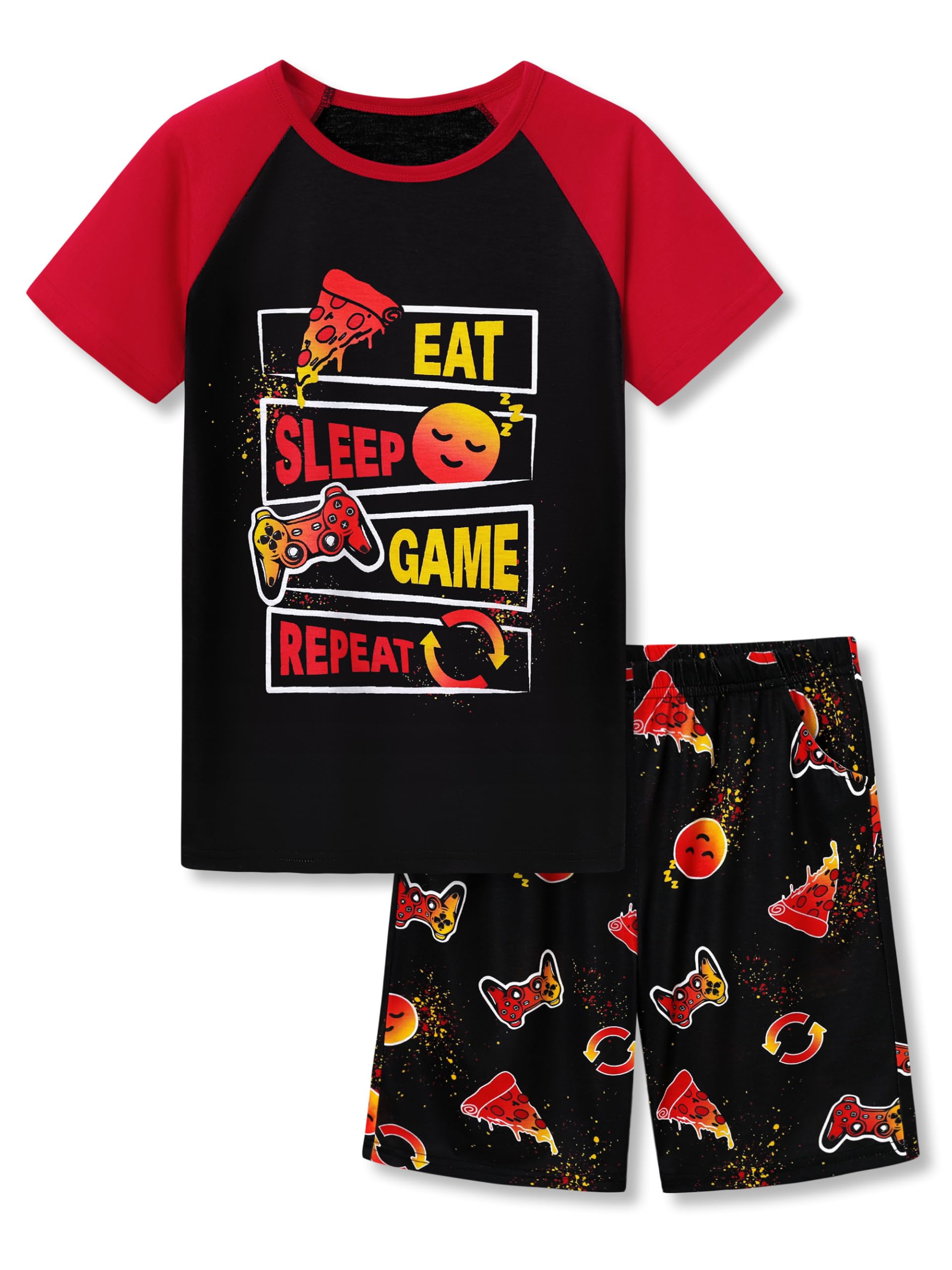 Tebbis Pajamas For Boys Fun Baseball Navy Blue Short Sleeves 2-Piece PJs Set Kid Comfy Sleepwear Size 6-18