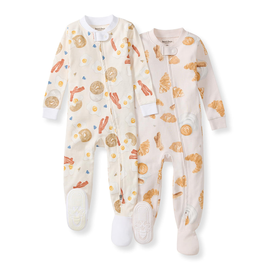 Burt's Bees Baby Organic Cotton Footed Pajamas for Boys, Zipper PJ Sleeper, Snug Fit Sleepwear with Non-Slip Bee Grips