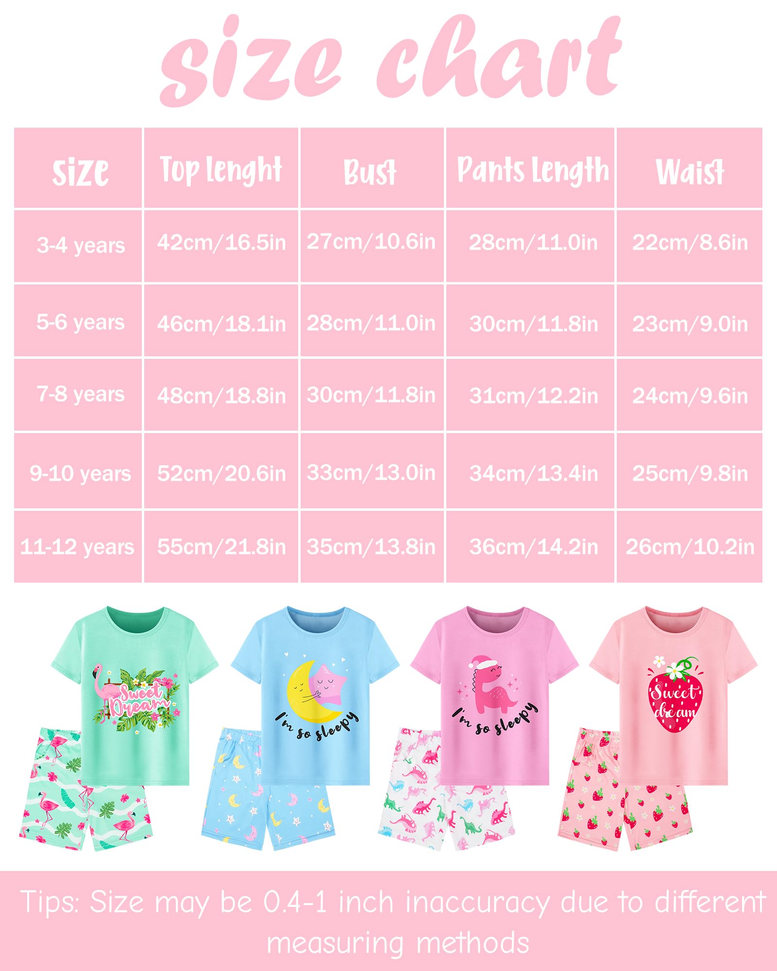 Sylfairy Girls Pajamas Short Sleeve Toddler Girls Summer Short Sets Sleepwear Clothes Kids Pajamas