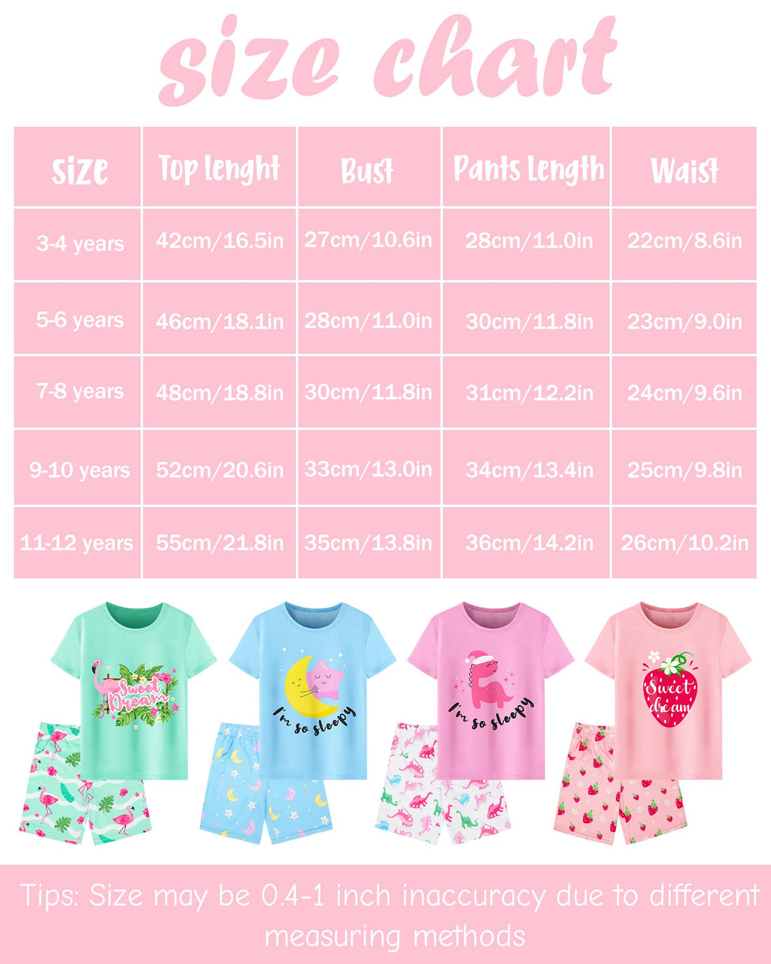 Sylfairy Girls Pajamas Short Sleeve Toddler Girls Summer Short Sets Sleepwear Clothes Kids Pajamas