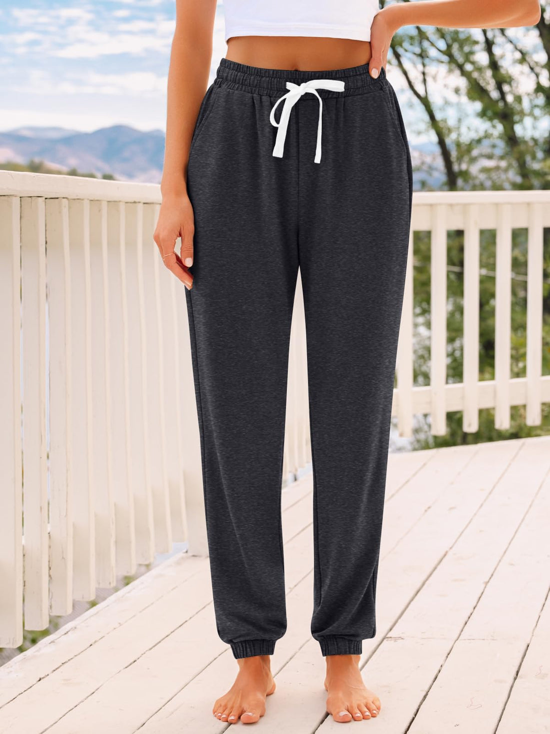 AUTOMET Women's High Waisted Lounge Sweatpants Jogger Pants with Pockets