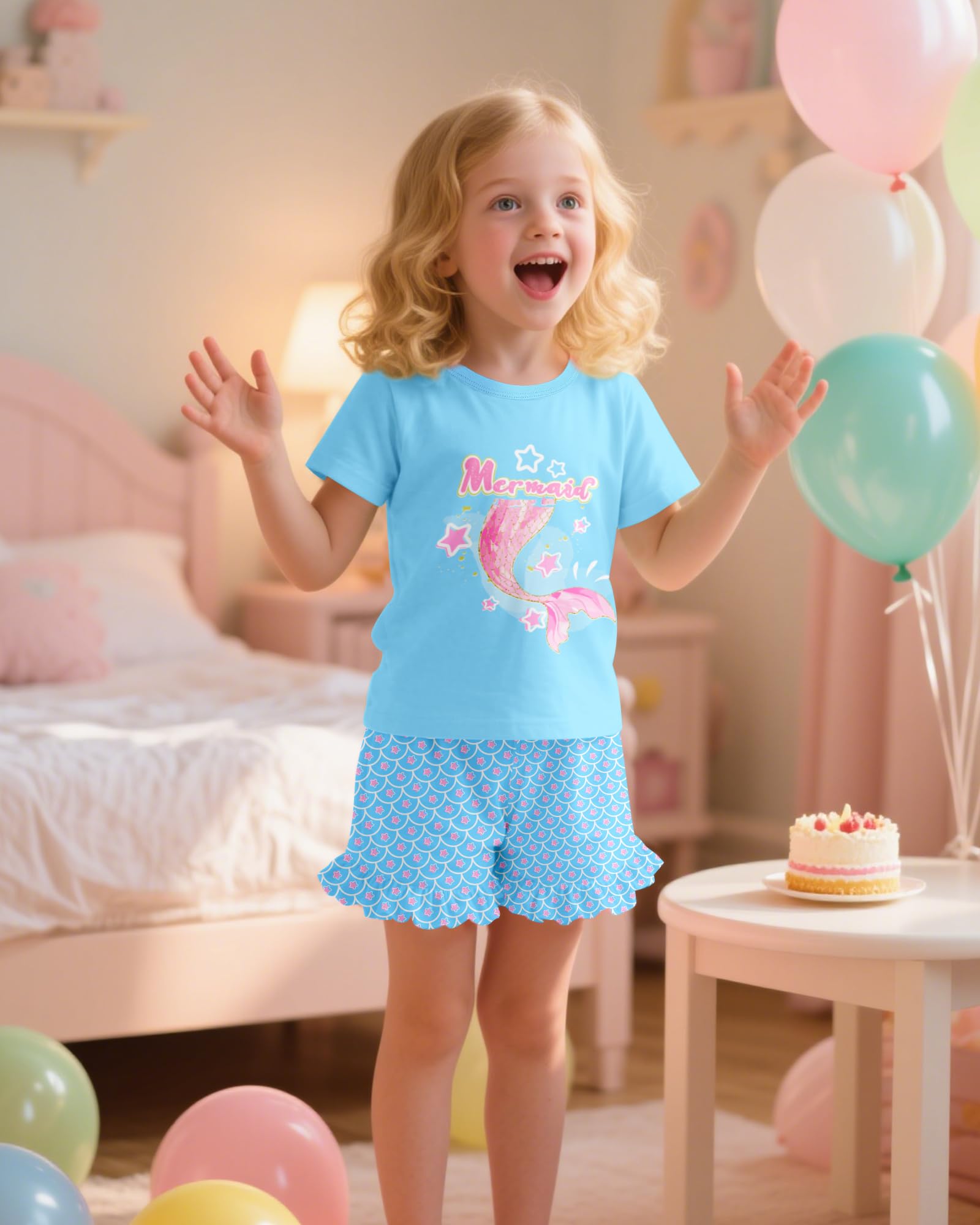 Sylfairy Girls Pajamas Summer Toddler Girl Pajamas Sets Short Sleeve Girls' Cute Sleepwear Pjs
