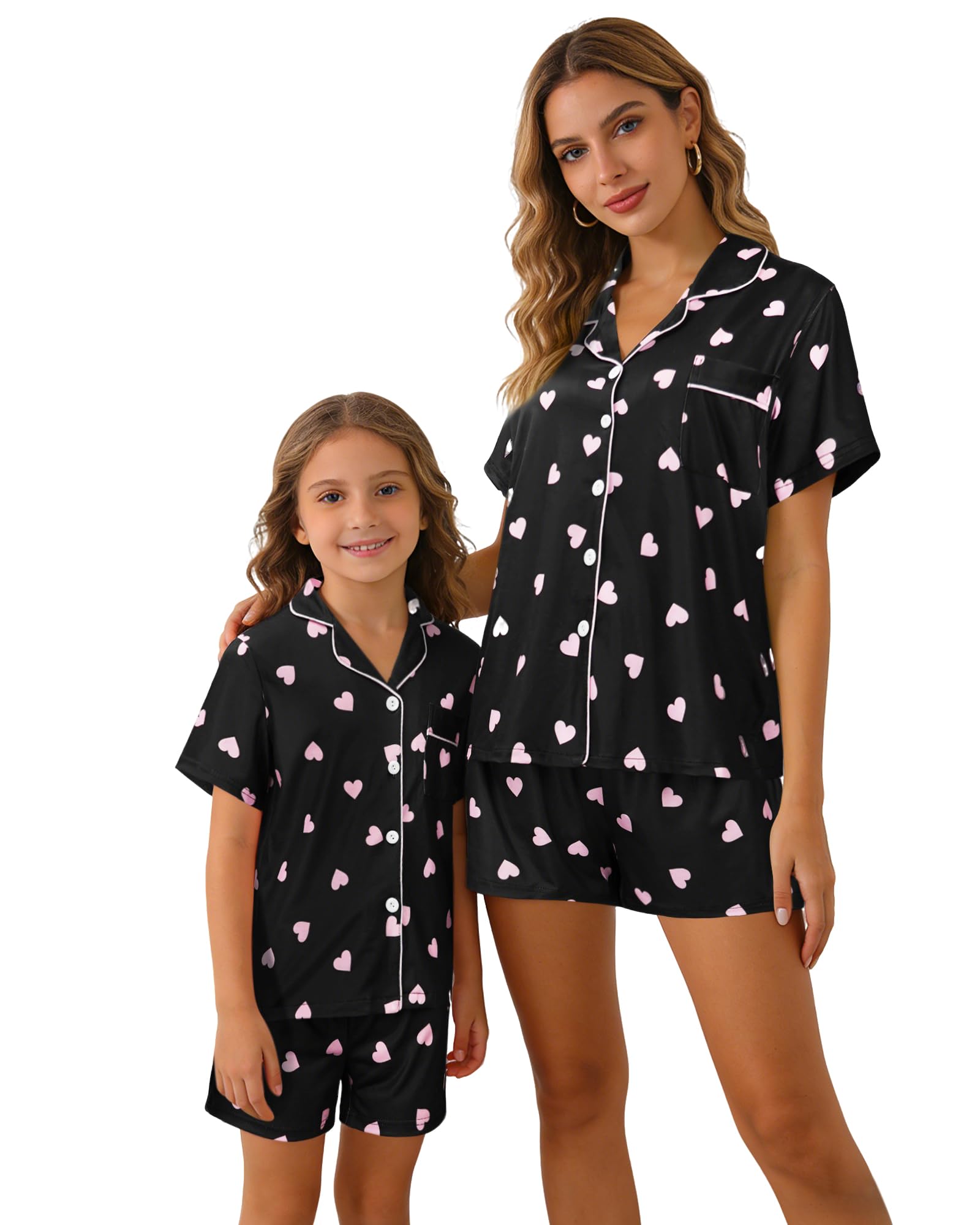 MyFav Mommy and Me Pajamas Set Mother Daughter Matching Family Sleepwear Button Down Nightwear WEBE CLOTHING