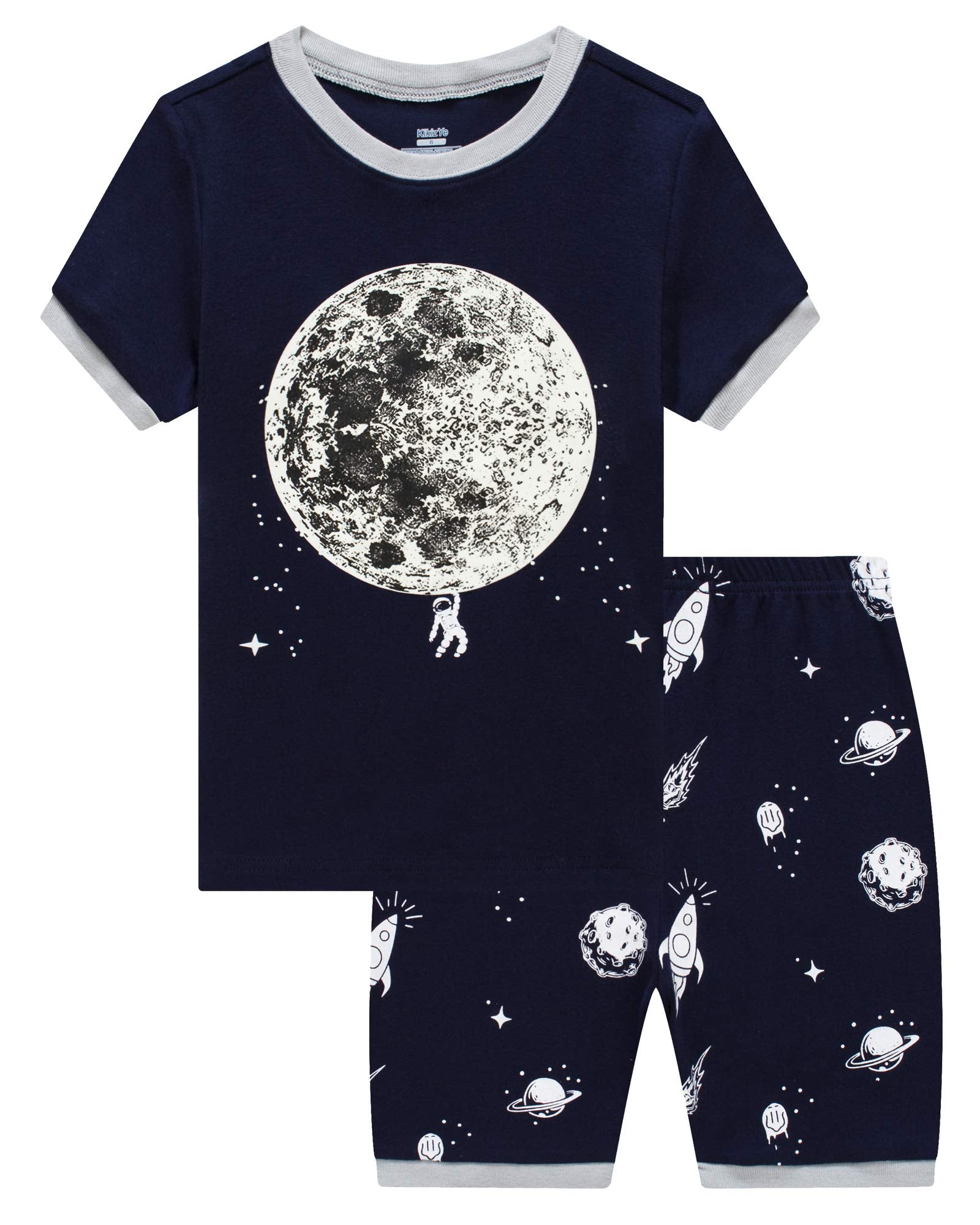 KikizYe Boys Short Sleeve Pajamas Kids Summer Pjs Children Pajamas