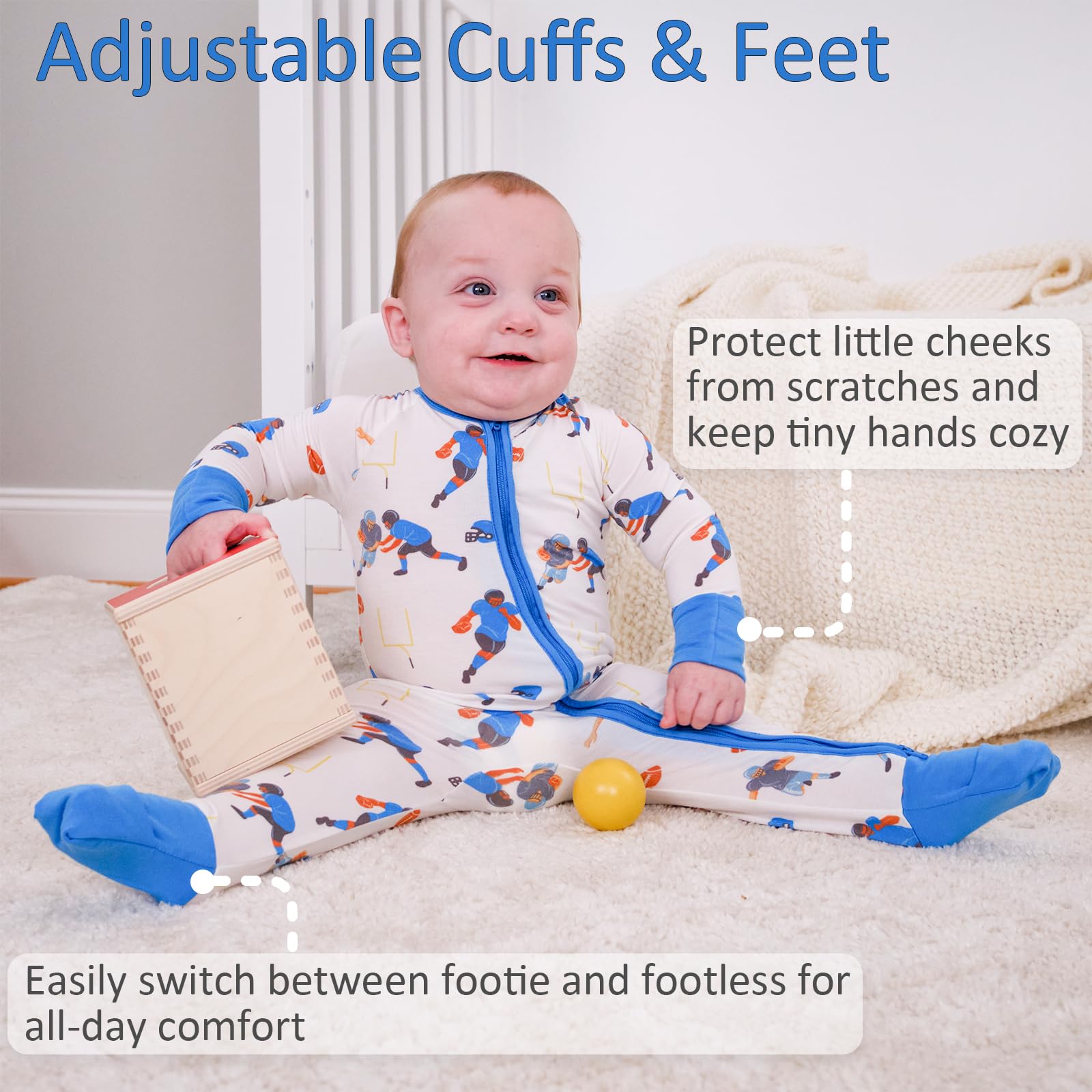 LollyBanks Baby Pajamas, Long Sleeve Baby Romper with 2-Way Zipper, 95% Viscose from Bamboo and 5% Spandex, Infant Sleepers