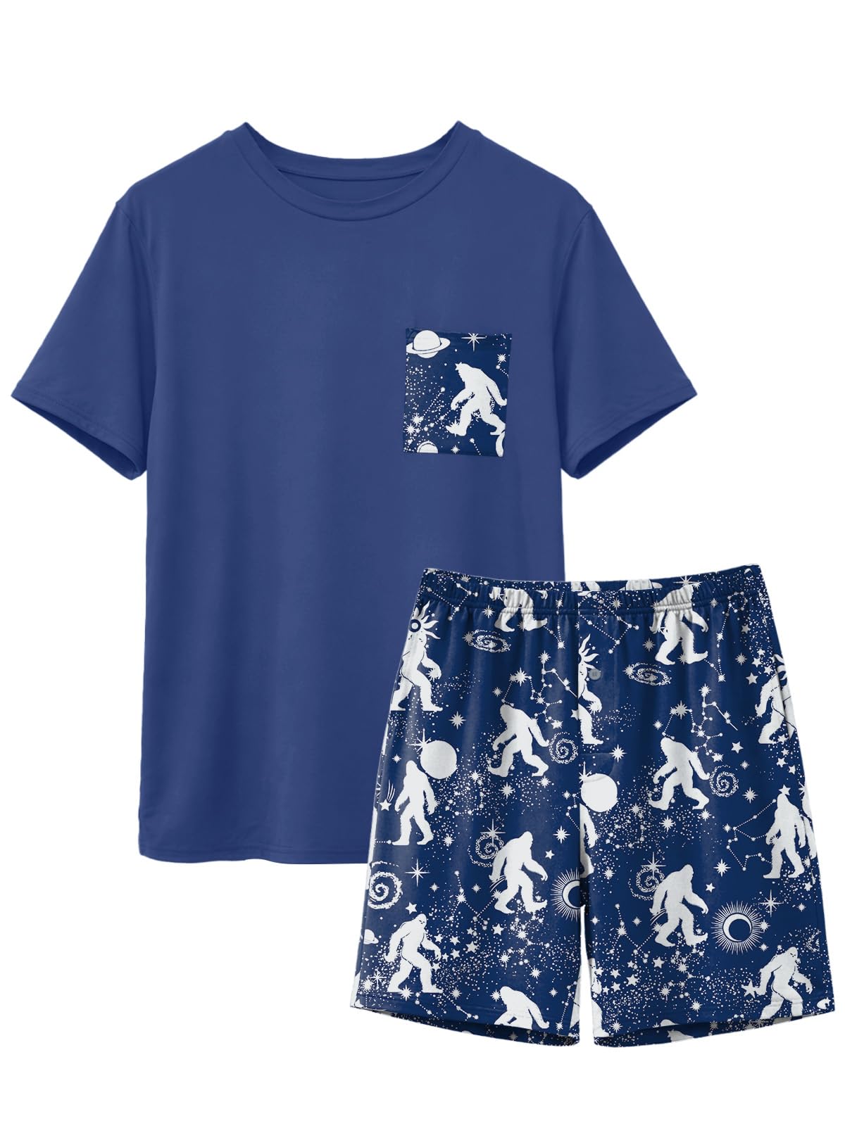 Feiersi Mens Pajama Set Sleepwear Pjs Lightweight Comfy Soft Short Sleeve Sleep Set With Pockets WEBE CLOTHING