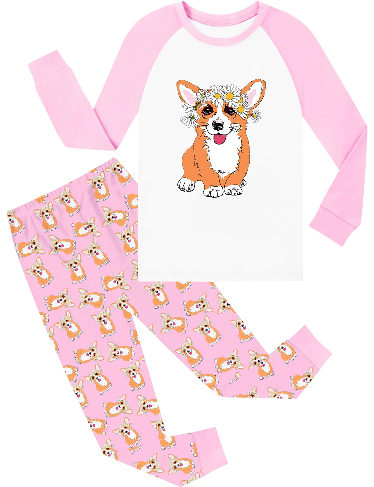 SWOMOG Girls Pajama Set Short Sleeve Tops & Ruffled Shorts with Pocket 2 Piece Summer Pajamas for Kids Size 6-15