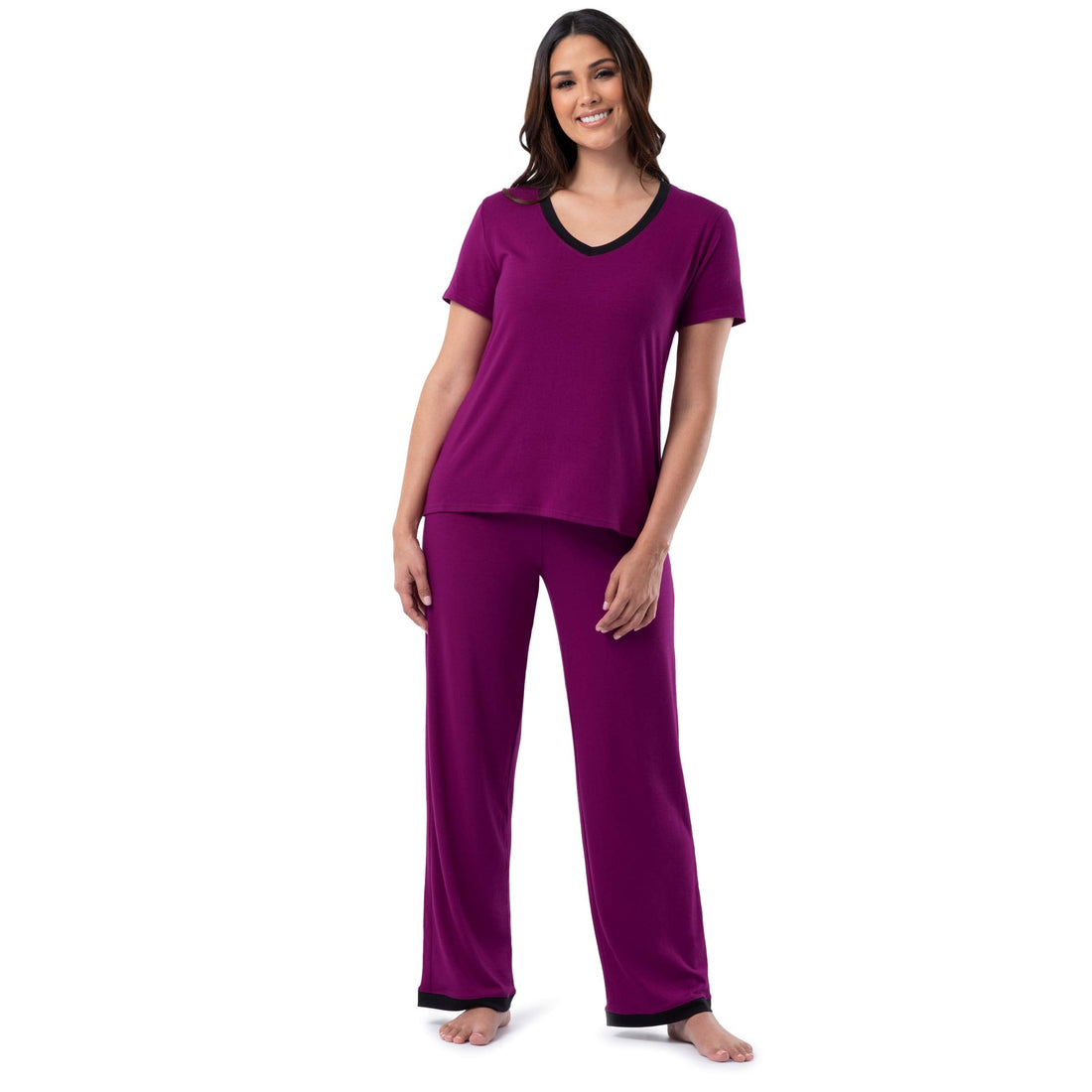 Fruit of the Loom womens Short Sleeve Tee and Pant 2 Piece Sleep Set WEBE CLOTHING