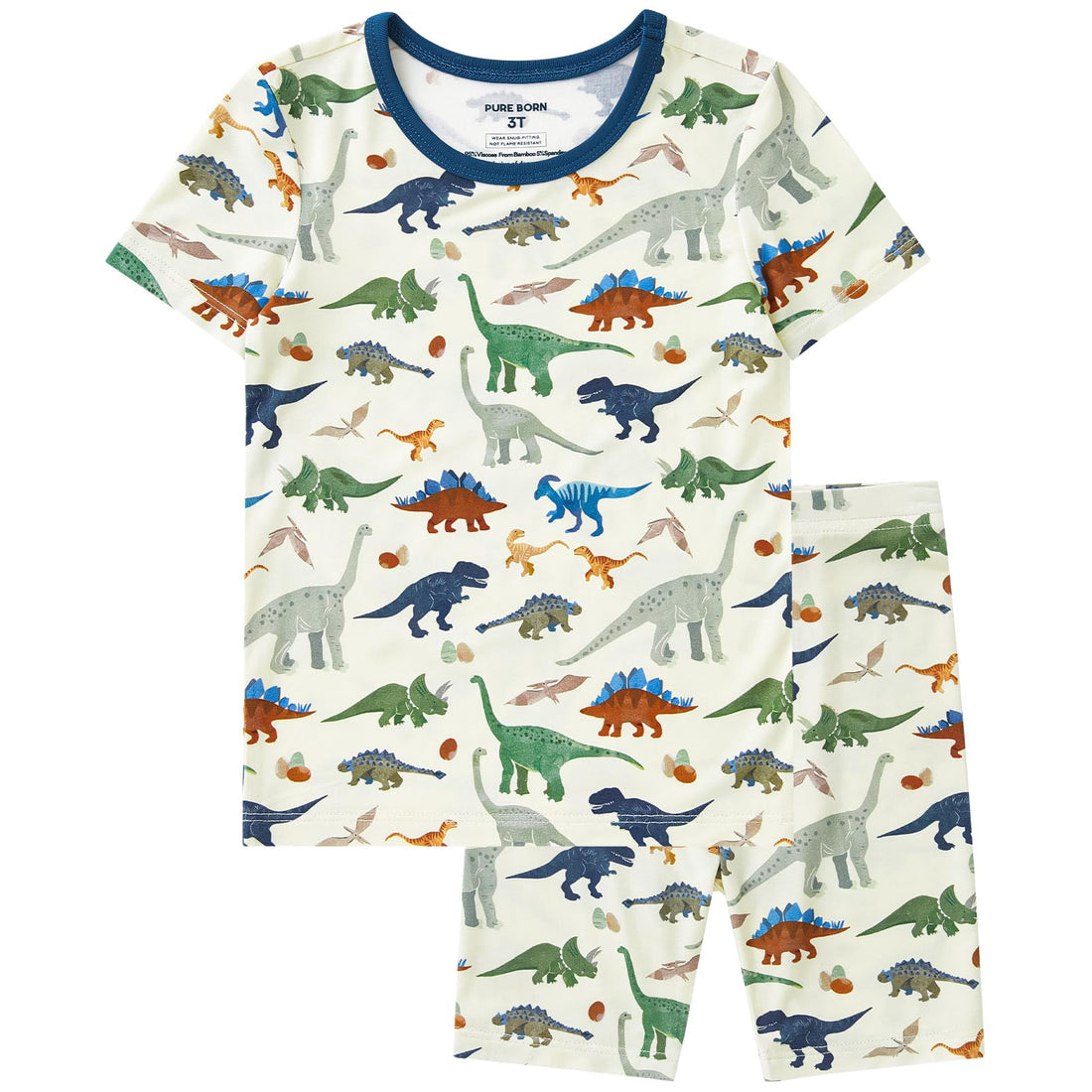 pureborn Baby Viscose from Bamboo Pajama Set Boys Sleepwear 12M-8Y | Short sleeve, cooling fabric, snug fit, buttery soft, gentle skin touch, stretch, breathable lightweight sleepwear