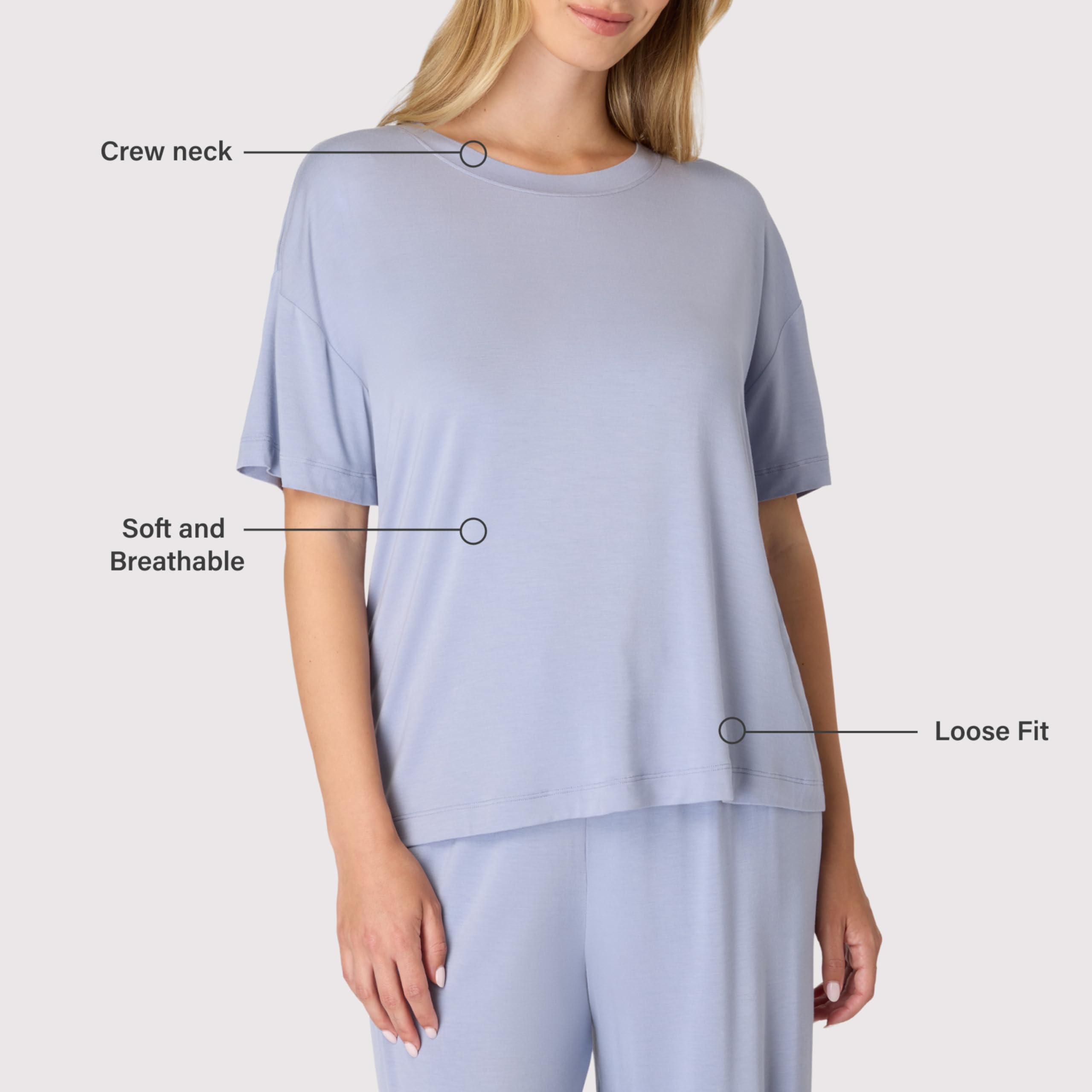 Bali Women's Sleepwear T-Shirt, Breathe Short-Sleeve Pajama Tee, Boxy Sleepwear Tee for Women WEBE CLOTHING