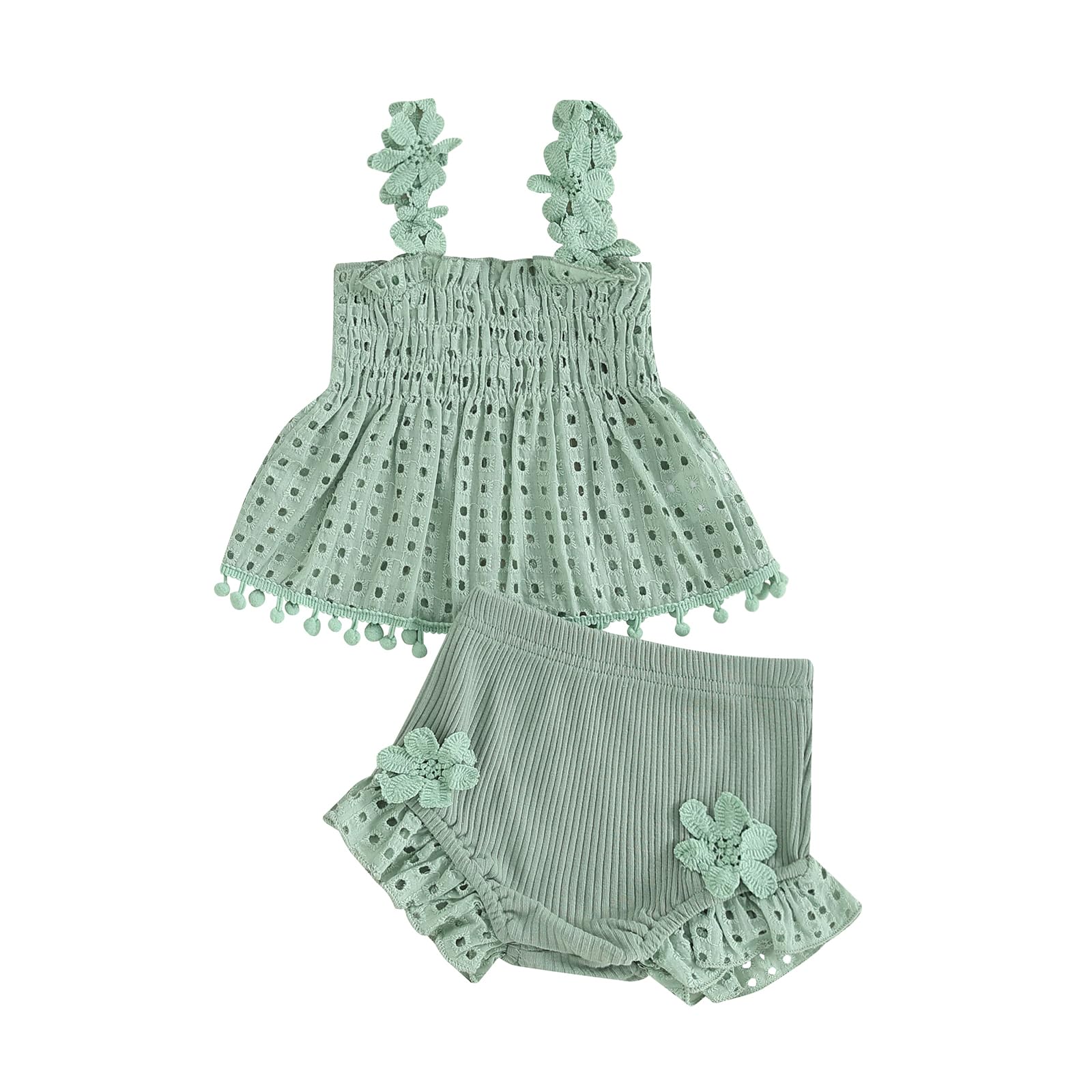 Newborn Baby Girl Summer Clothes Sleeveless Floral Top Ribbed Shorts Boho Outfit Set WEBE CLOTHING