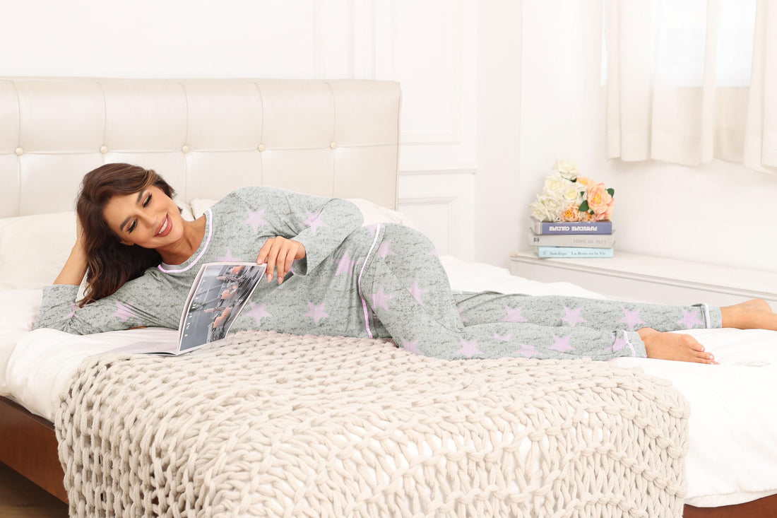 PrinStory Women's Pajama Set 2026 Lounge Sets Long Sleeve Sleepwear Soft 2 Piece Pjs with Pockets