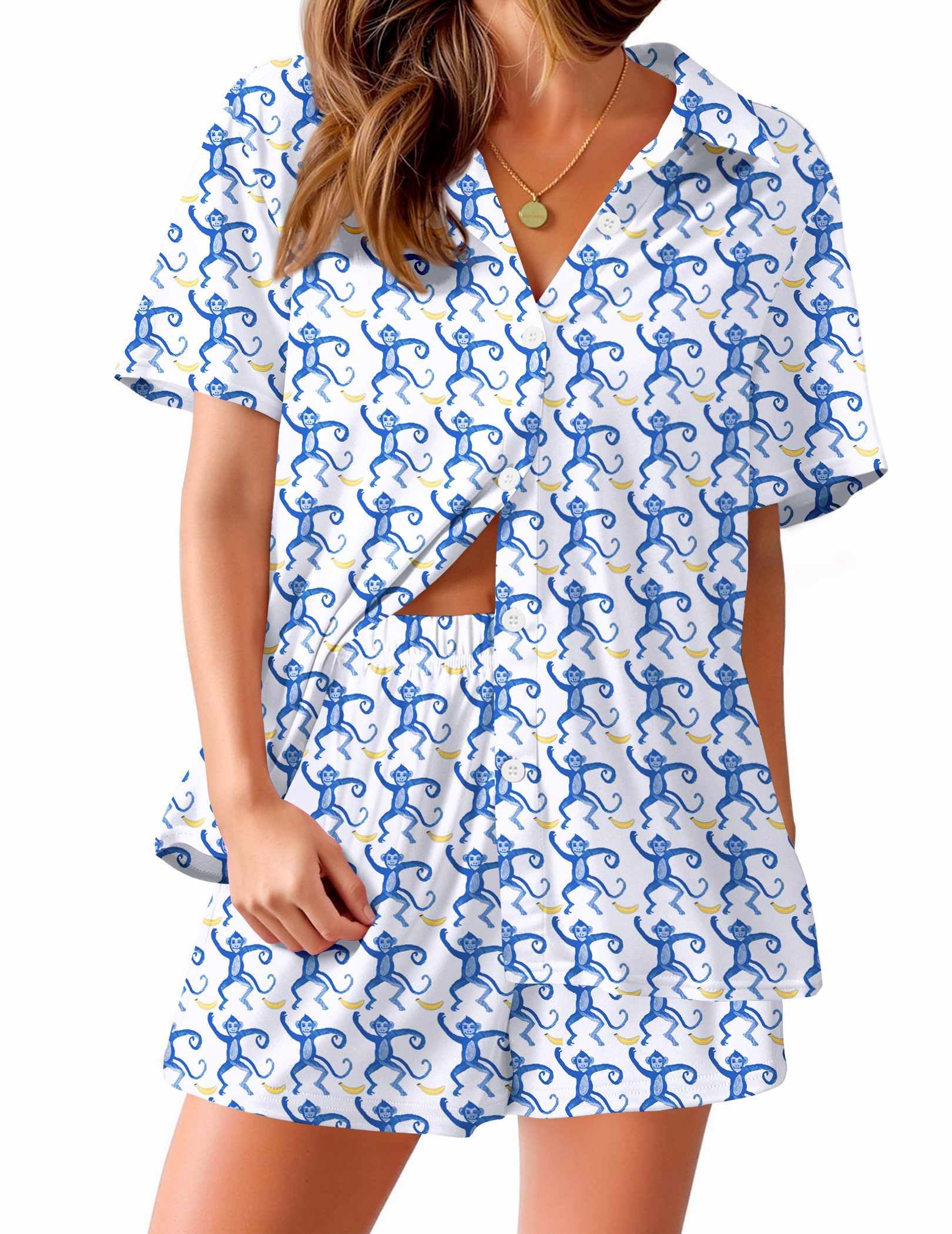 Ekouaer Pajama for Women Set Short Sleeve Button Down Pajamas Sets Soft Lounge Sets for Women Sleepwear PJS WEBE CLOTHING