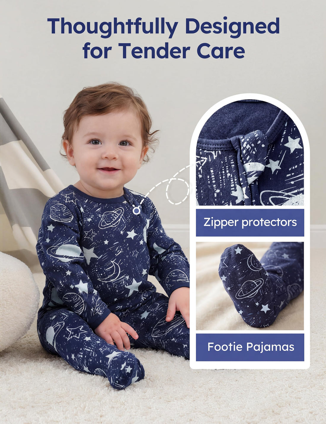 Unnivoll Baby Pajamas 100% Cotton Baby Sleepers for Newborn 0-3 3-6 6-9 Months 3Pcs Footie Pajamas Baby Boys Girls Clothes