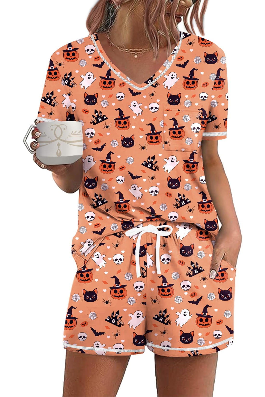 Ekouaer Women's Pajamas Sets Short Sleeve Pjs Two Piece Sleepwear Casual Lounge Sets With Pockets