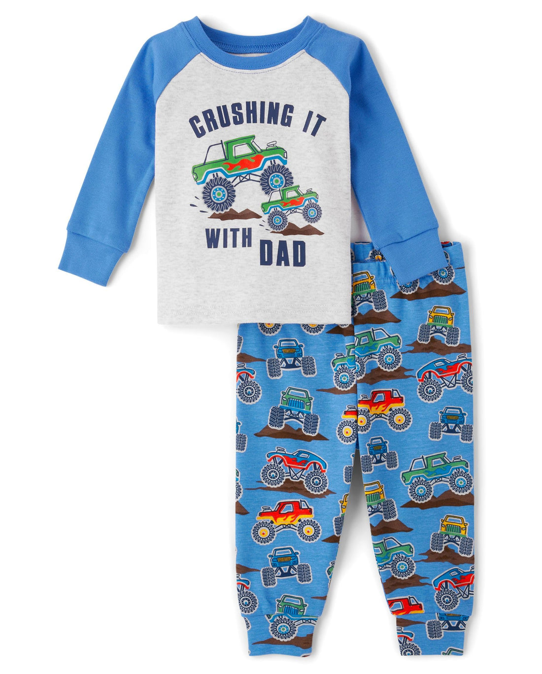 The Children's Place baby boys Button Long Sleeve Top and Pants Snug Fit 100% Cotton 2 Piece Pajama Set