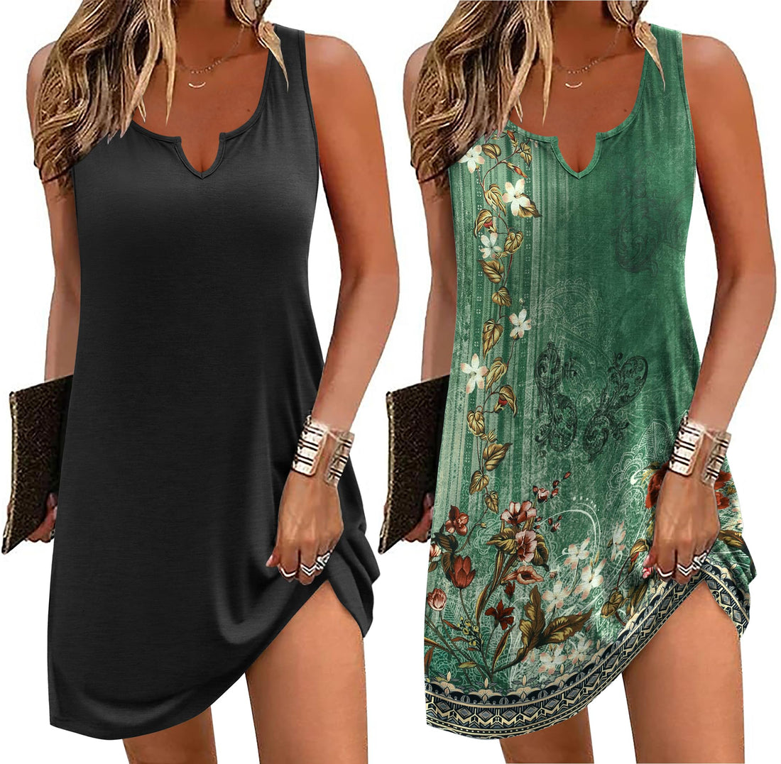 Ekouaer Nightgowns for Women 2 Pack Tank Night Gown Sleeveless Sleep Shirt V Neck Chemise Soft Night Shirt Ladies Sleep Dress WEBE CLOTHING