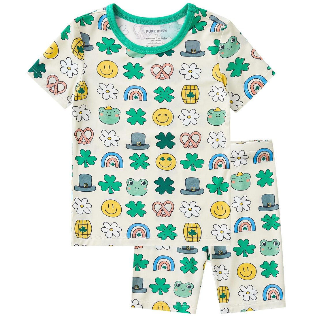 pureborn Baby Viscose from Bamboo Pajama Set Boys Sleepwear 12M-8Y | Short sleeve, cooling fabric, snug fit, buttery soft, gentle skin touch, stretch, breathable lightweight sleepwear