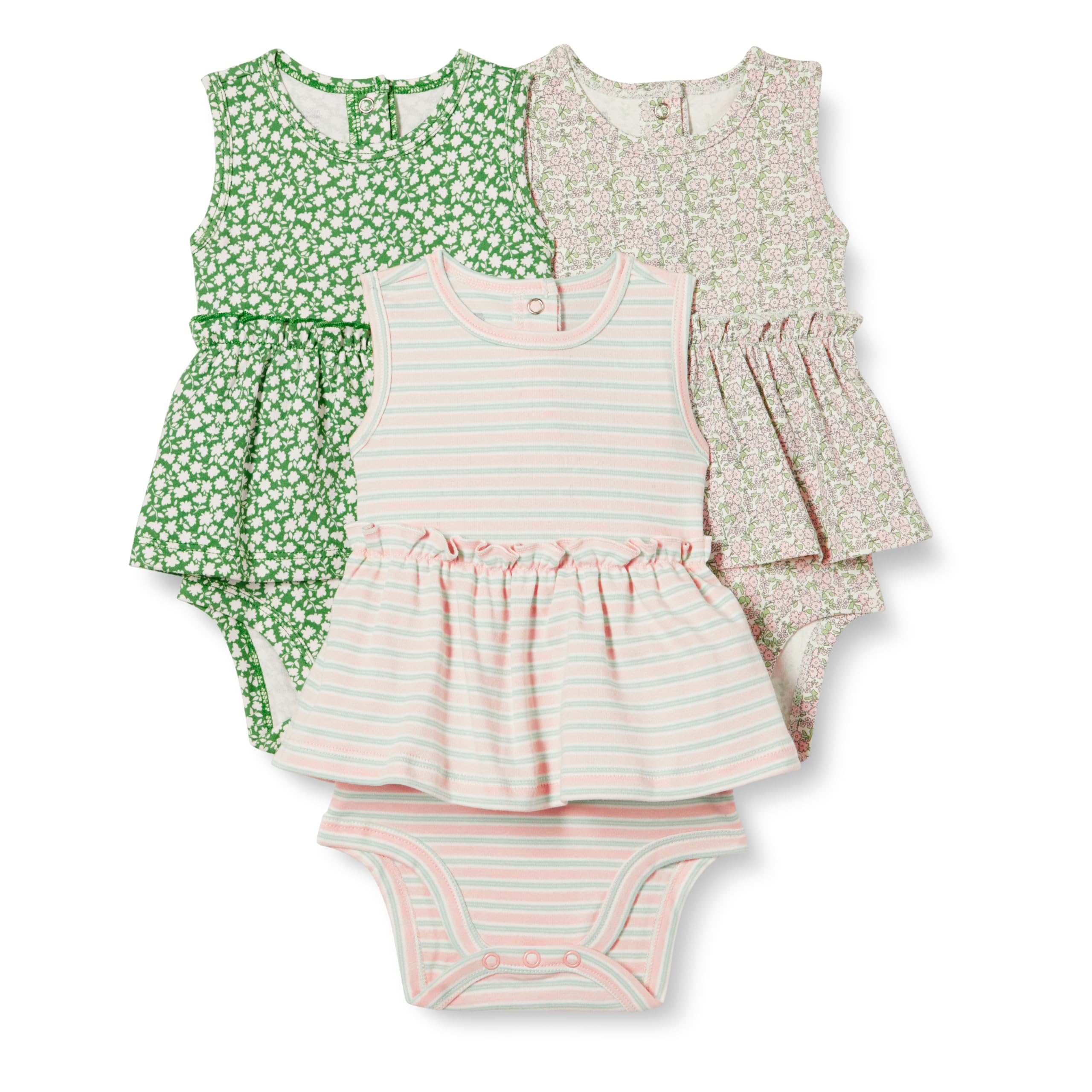 Amazon Essentials Baby Girls' Sleeveless Bodysuit Dress, Pack of 3 WEBE CLOTHING