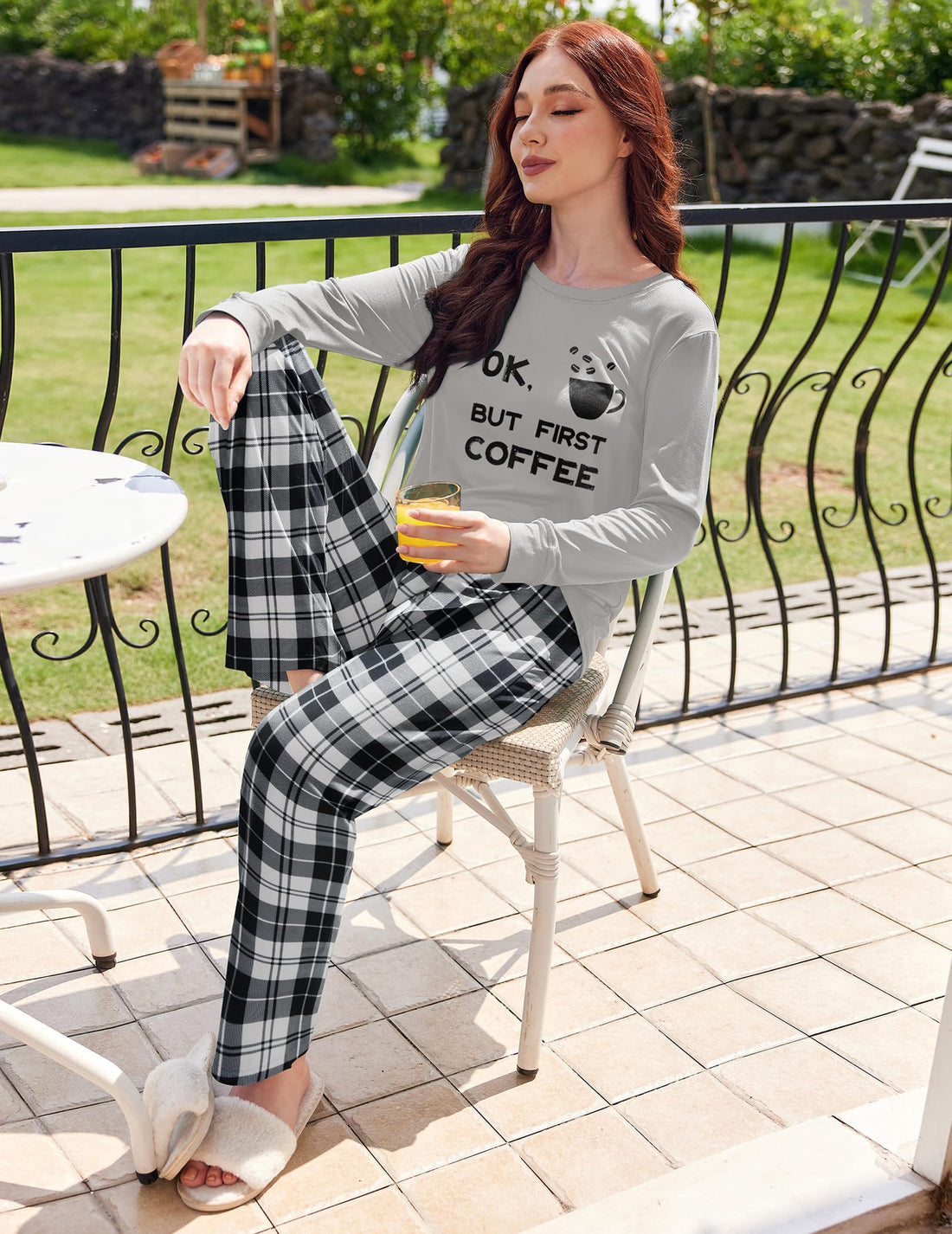 Ekouaer 2 Pack Women Pajama Long Sleeve Sleepwear Soft Loungewear Pjs Sets with Pockets S-XXL