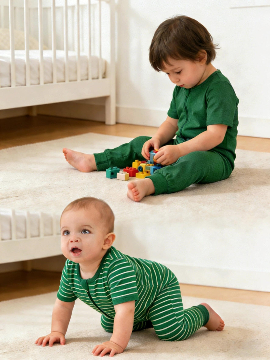 Jimonda Baby Romper 2 Pack Short Sleeve Pajamas Footless Sleepers Baby Boys Girls 2 Way Zipper Pjs Sleep and Play Clothes