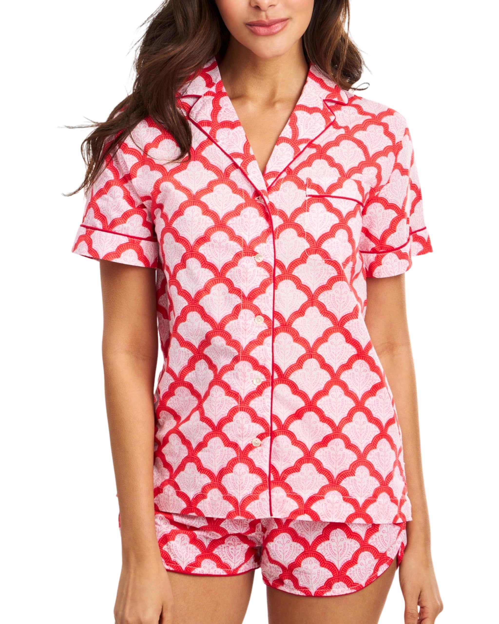 Women Y2k Pajamas Set Cute Preppy 2PCS Button Down Holiday Monkey Shorts Summer Outfit Beach Vacation Loungewear PJs WEBE CLOTHING