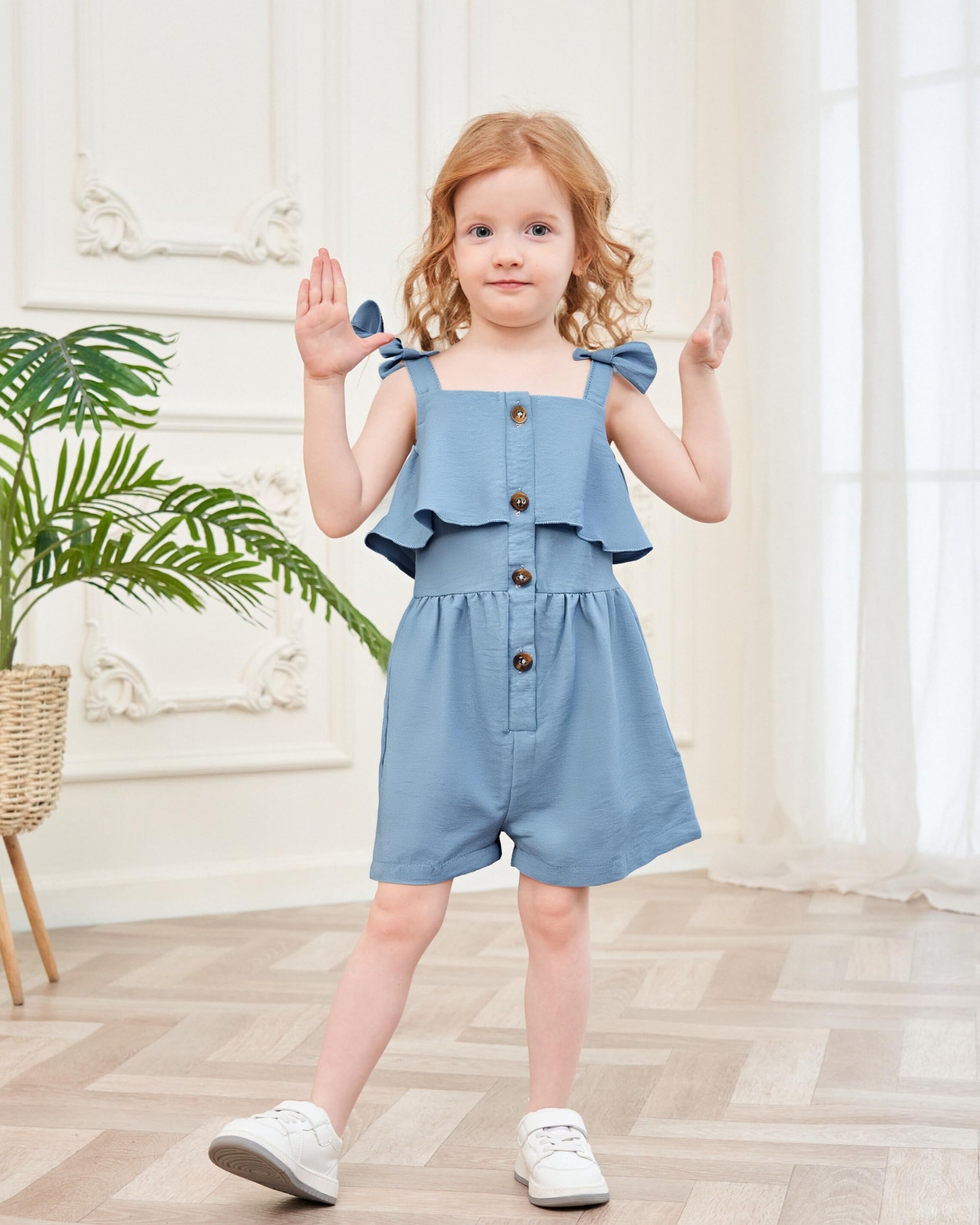 XUANHAO Baby Girl Clothes Summer Romper Outfits for Girls Cute Infant Toddler One-Piece Jumpsuit Ruffle Shorts Sets 6M-3Y WEBE CLOTHING