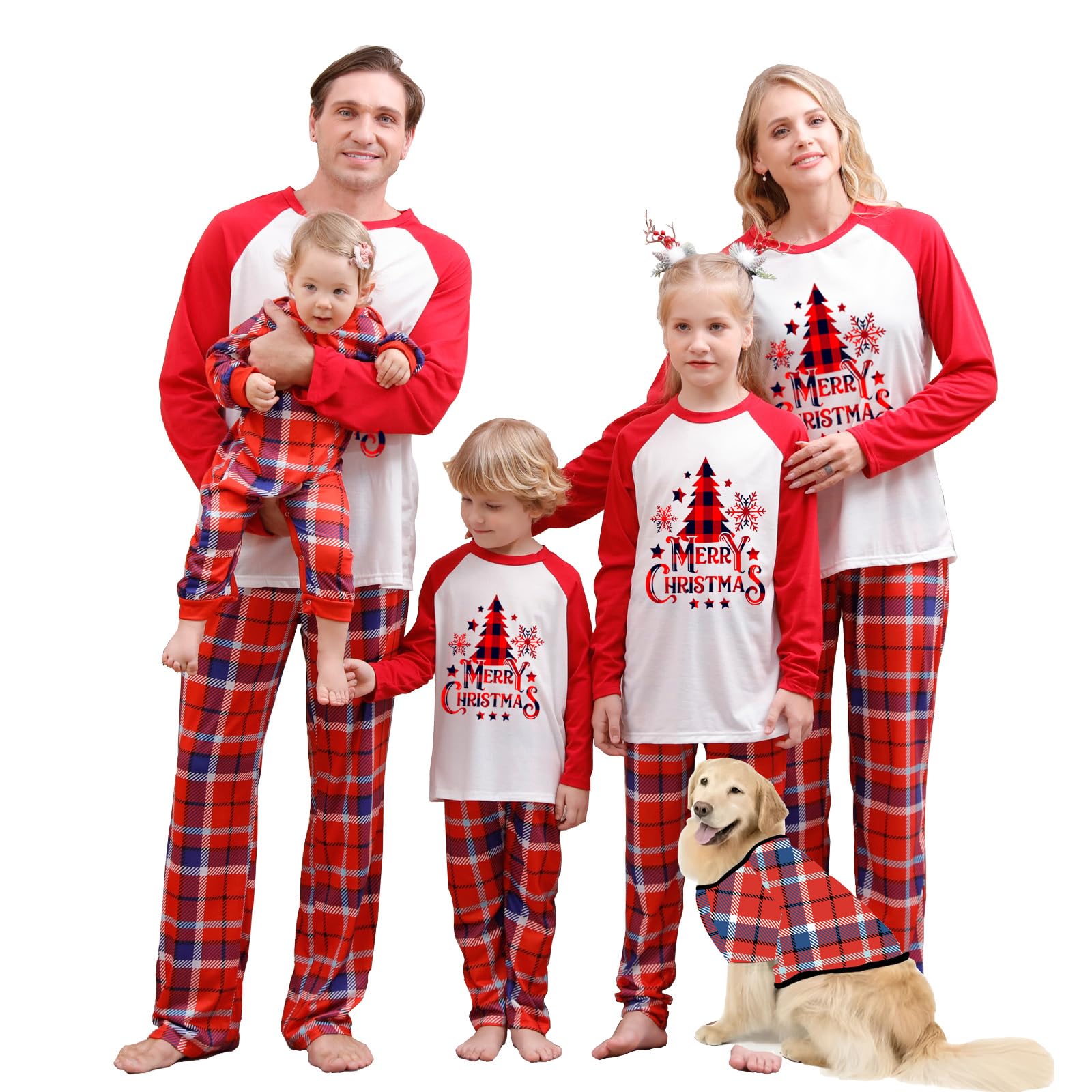 OAKFashion Christmas Family Pajamas Holiday Christma Pajama Family Matching Pjs Set Sleepwear Xmas Jammies