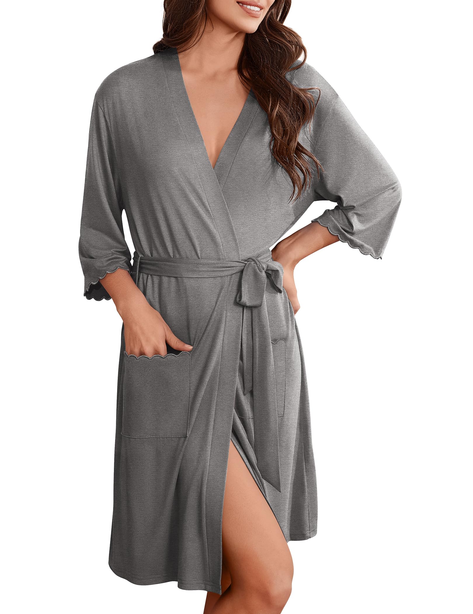 Ekouaer Solid Color Nightgown Causal Nightdress Women Comfy Short Sleeves Night wear WEBE CLOTHING