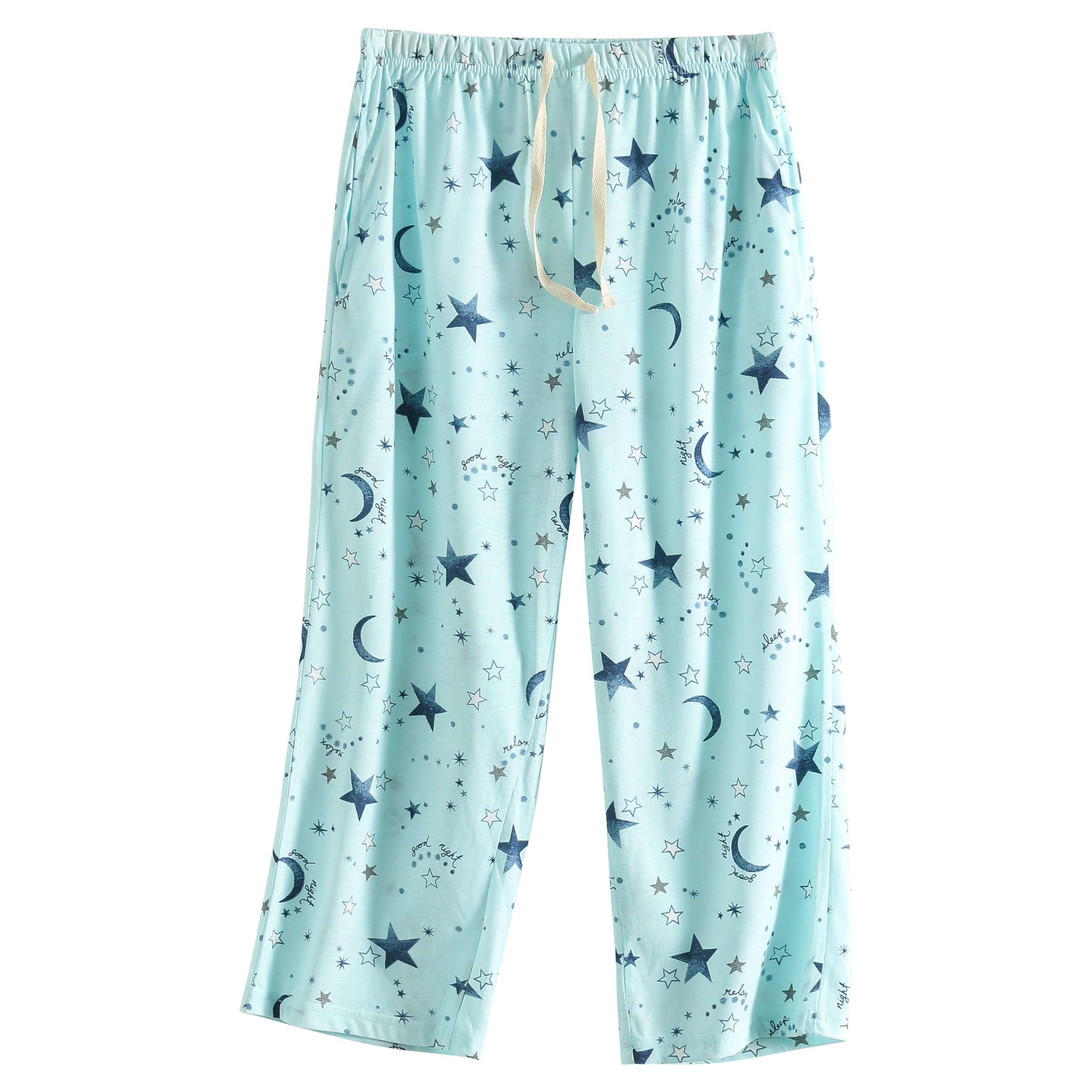 PNAEONG 3 Pack Women Pajama Pants Capri Length Drawstring Pj Bottoms Sleep Lounge Pants with Pockets S-3XL