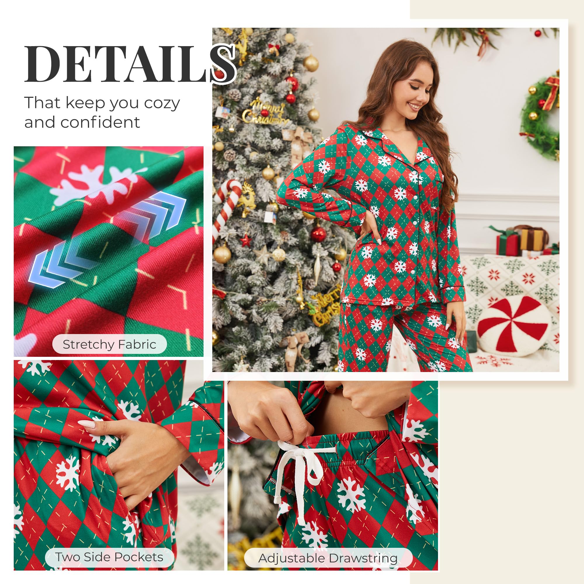 LYCY Womens Pajama Sets Floral Print, Long Sleeve Button Down Pajamas Set for Women Soft Sleepwear Pjs 2 piece Loungewear