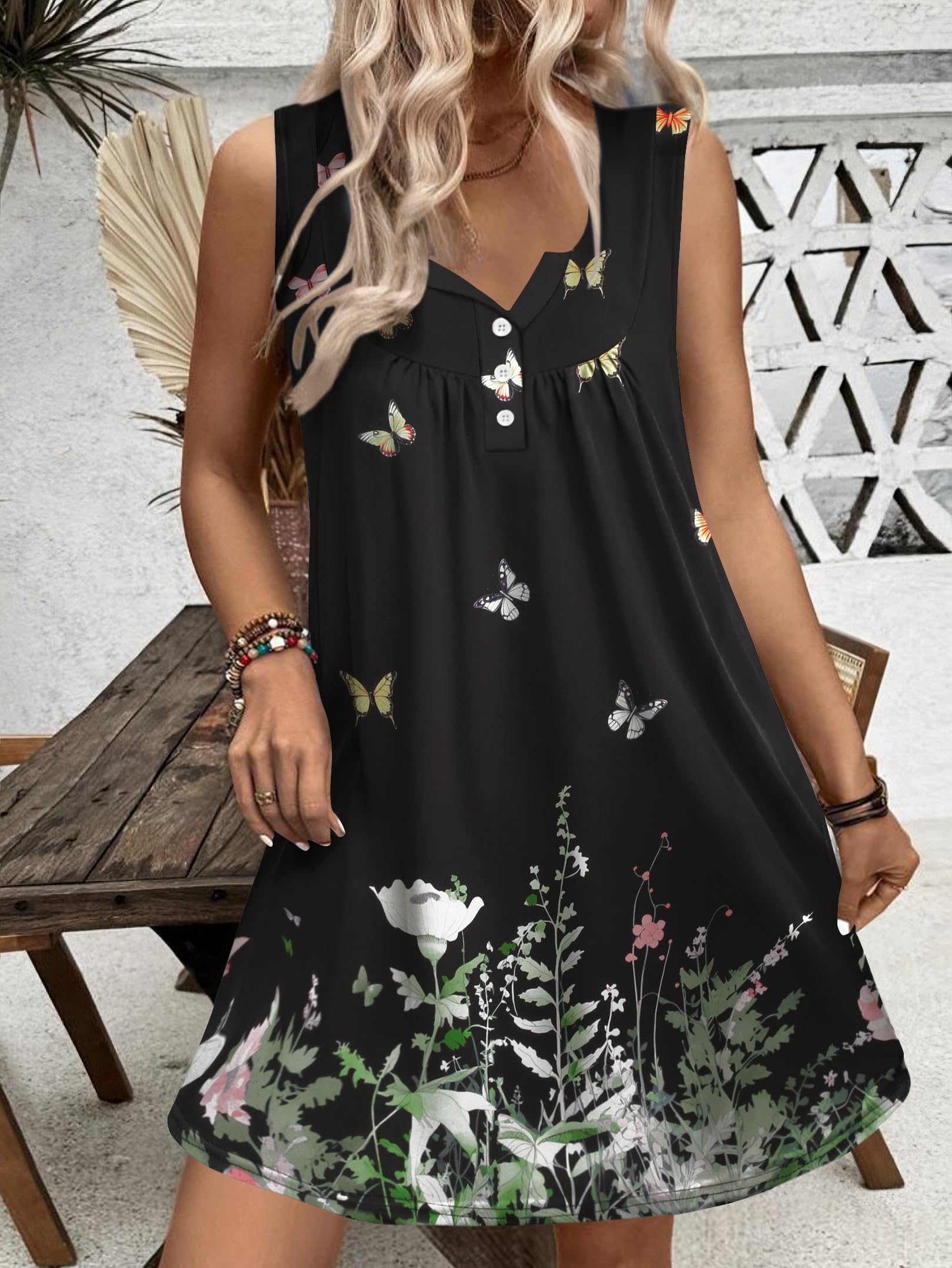 Ekouaer Nightgown for Women Tank Night Gown Sleeveless Sleep Shirt Button Night Shirt with Pockets Soft Sleep Dress WEBE CLOTHING