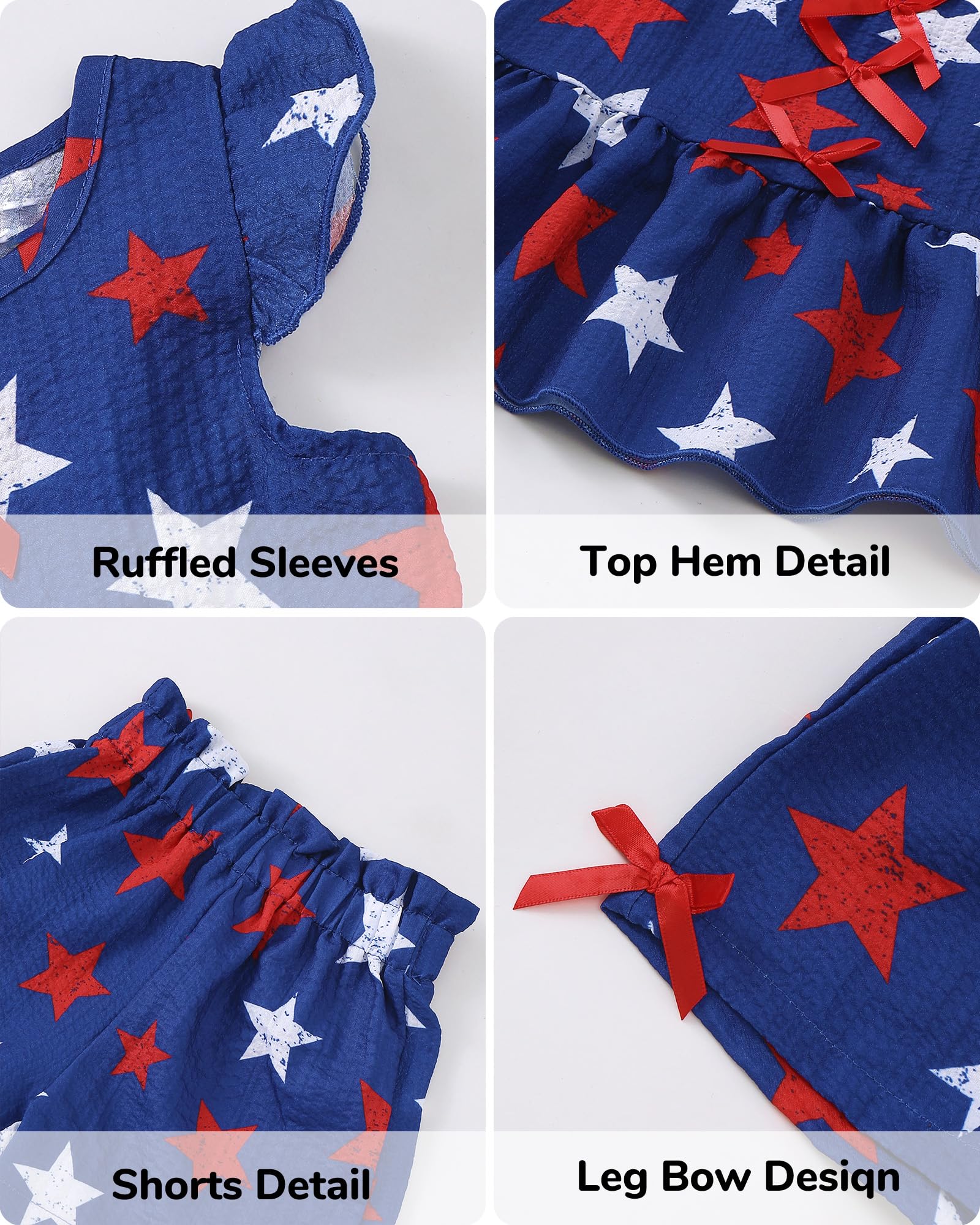 Jecson Toddler Baby Girl Summer Clothes Cotton Ruffled Sleeve Shirt Tops and Shorts Set Outfits 12Months-4T WEBE CLOTHING