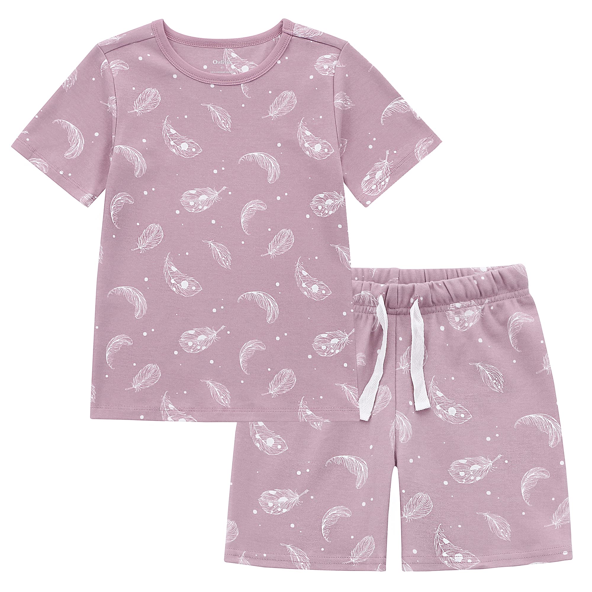Owlivia 100% Organic Cotton Baby Short Sleeve Pajama Sets, Toddler Boy Girl 2-Piece Sleepwear