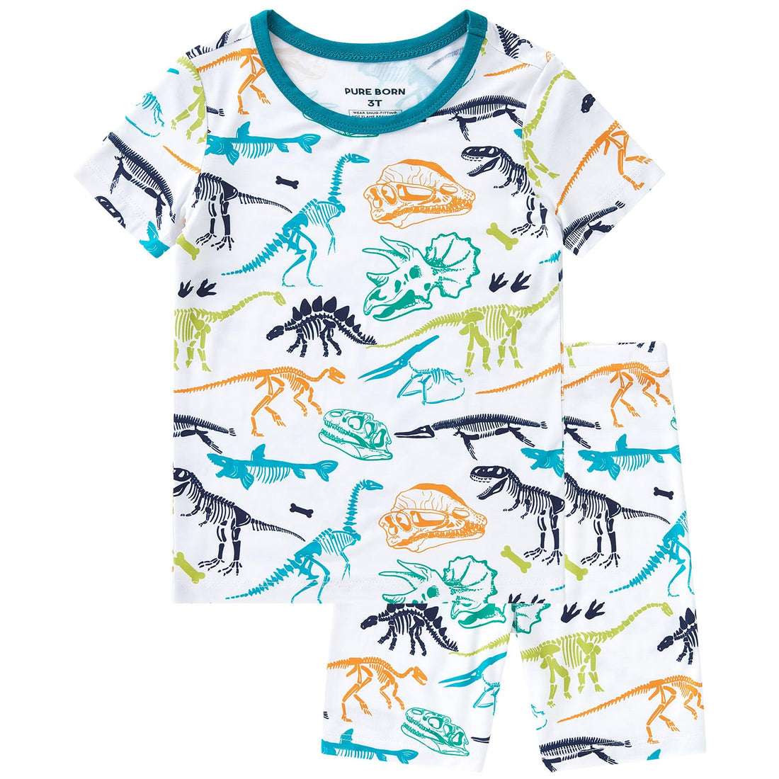 pureborn Baby Viscose from Bamboo Pajama Set Boys Sleepwear 12M-8Y | Short sleeve, cooling fabric, snug fit, buttery soft, gentle skin touch, stretch, breathable lightweight sleepwear