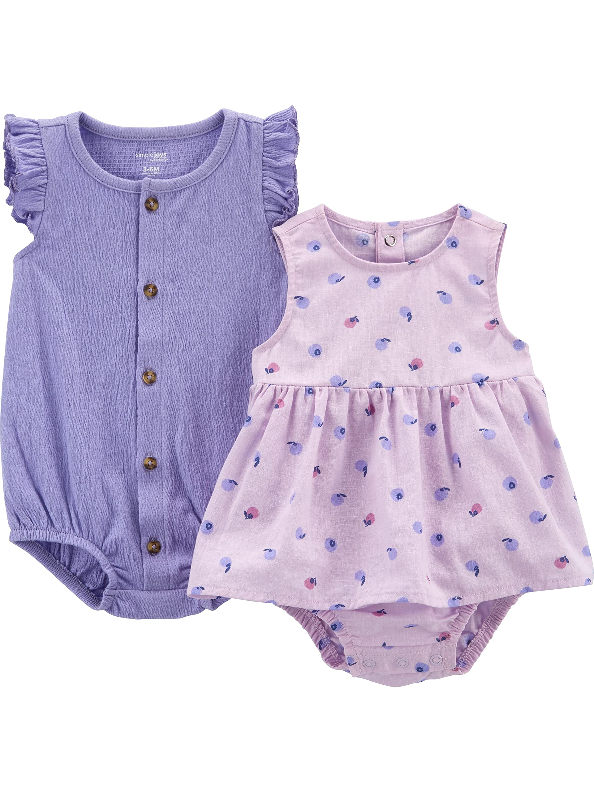 Simple Joys by Carter's Baby Girls' 2-pack Sleeveless Rompers WEBE CLOTHING
