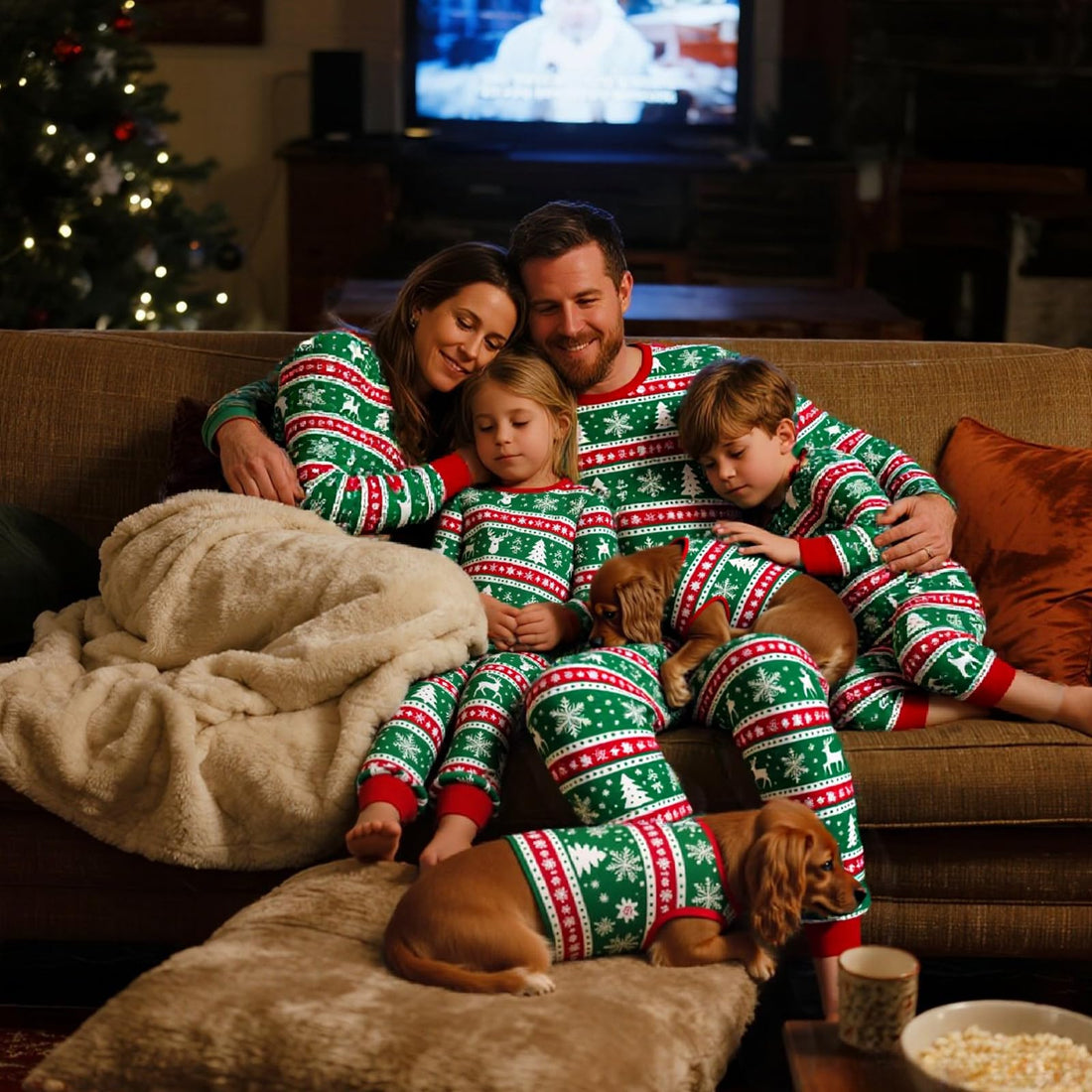Feionusin Family Christmas Pajamas Matching Sets, Xmas Pjs Sets Holiday Sleepwear Matching Pajamas Long Sleeve Nightwear Set