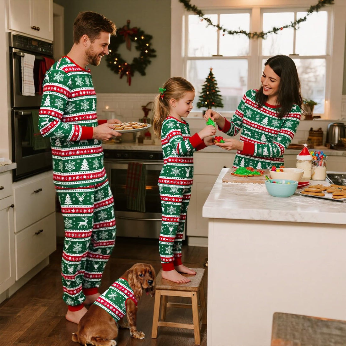 Feionusin Family Christmas Pajamas Matching Sets, Xmas Pjs Sets Holiday Sleepwear Matching Pajamas Long Sleeve Nightwear Set