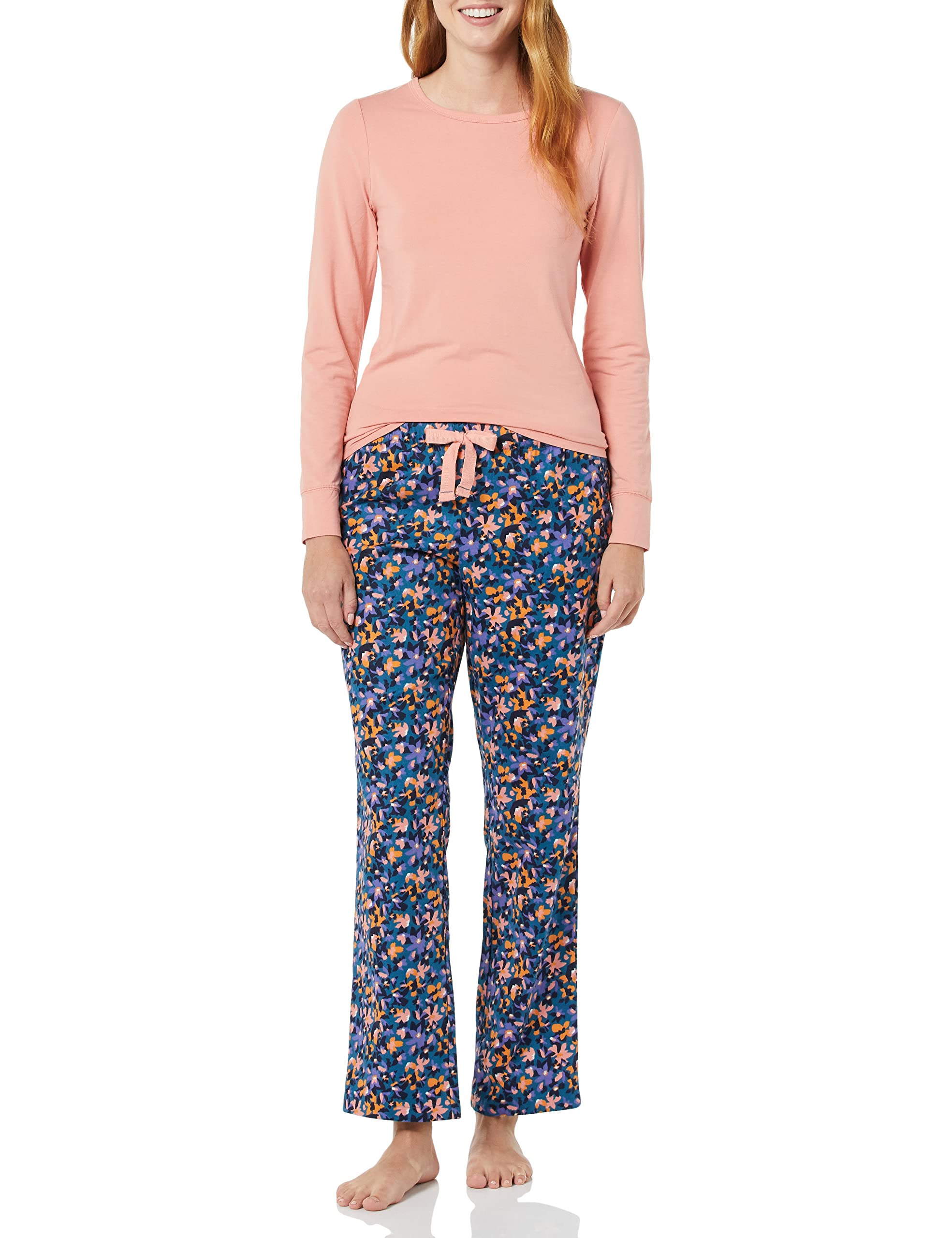 Amazon Essentials Women's Lightweight Flannel Pajama Pant and Long-Sleeve T-Shirt Sleep Set