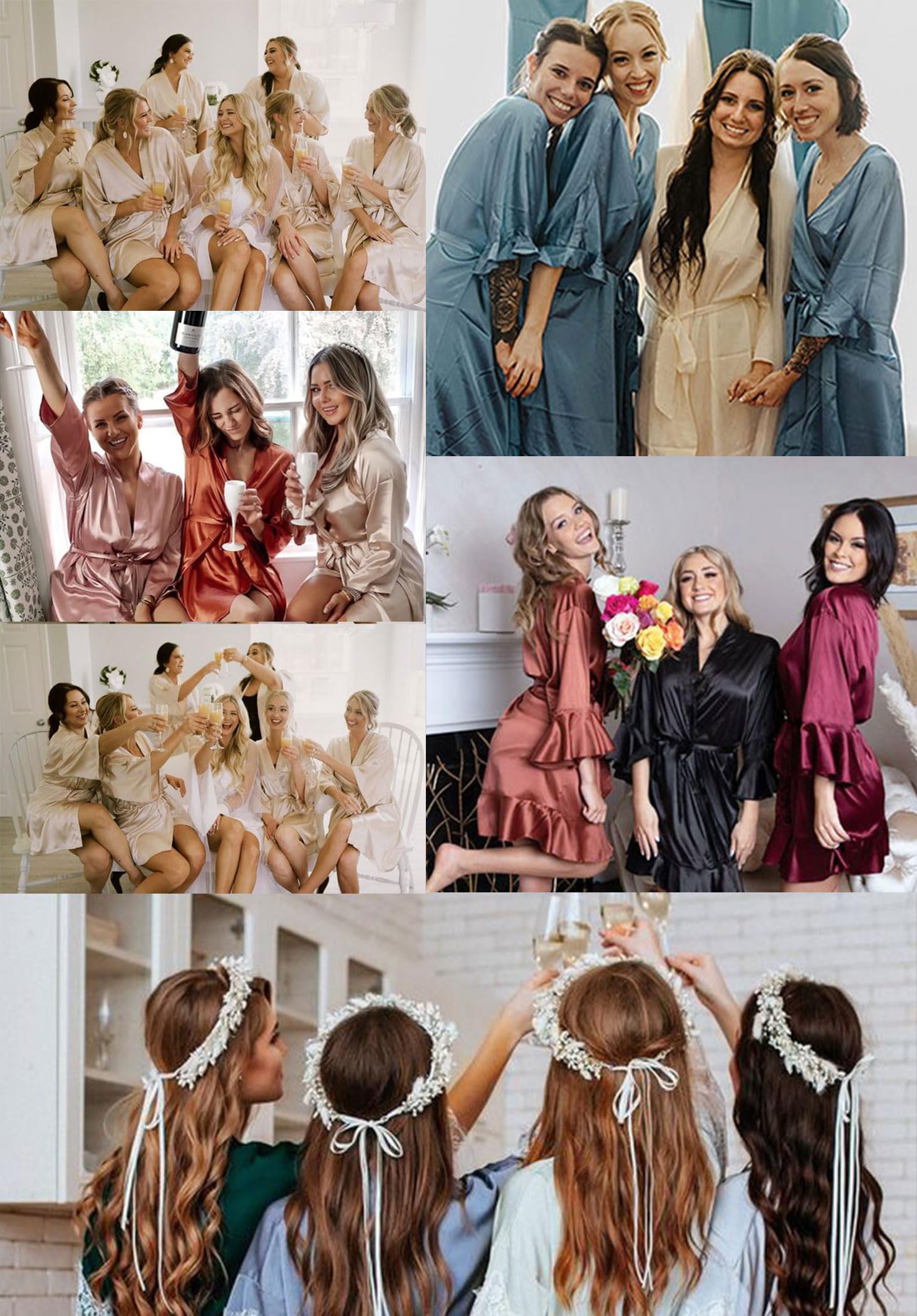 Ekouaer Womens Silk Robe Short Satin Kimono Bathrobe Bridesmaid Sleepwear | Half Sleeve, Ruffle, Comfy, Wedding Party Dressing Gown, Tabove-knee-length WEBE CLOTHING