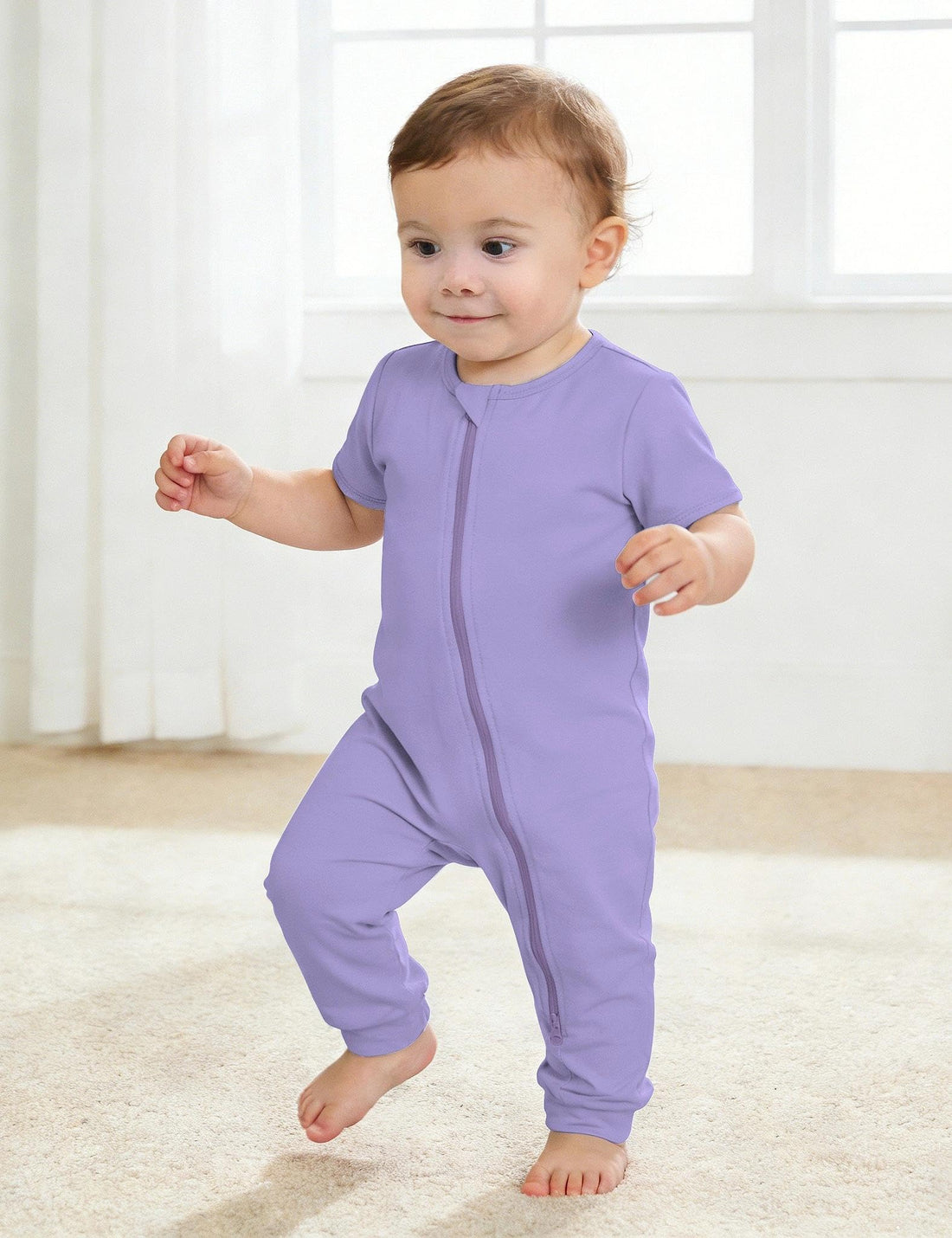 Jimonda Baby Romper 2 Pack Short Sleeve Pajamas Footless Sleepers Baby Boys Girls 2 Way Zipper Pjs Sleep and Play Clothes