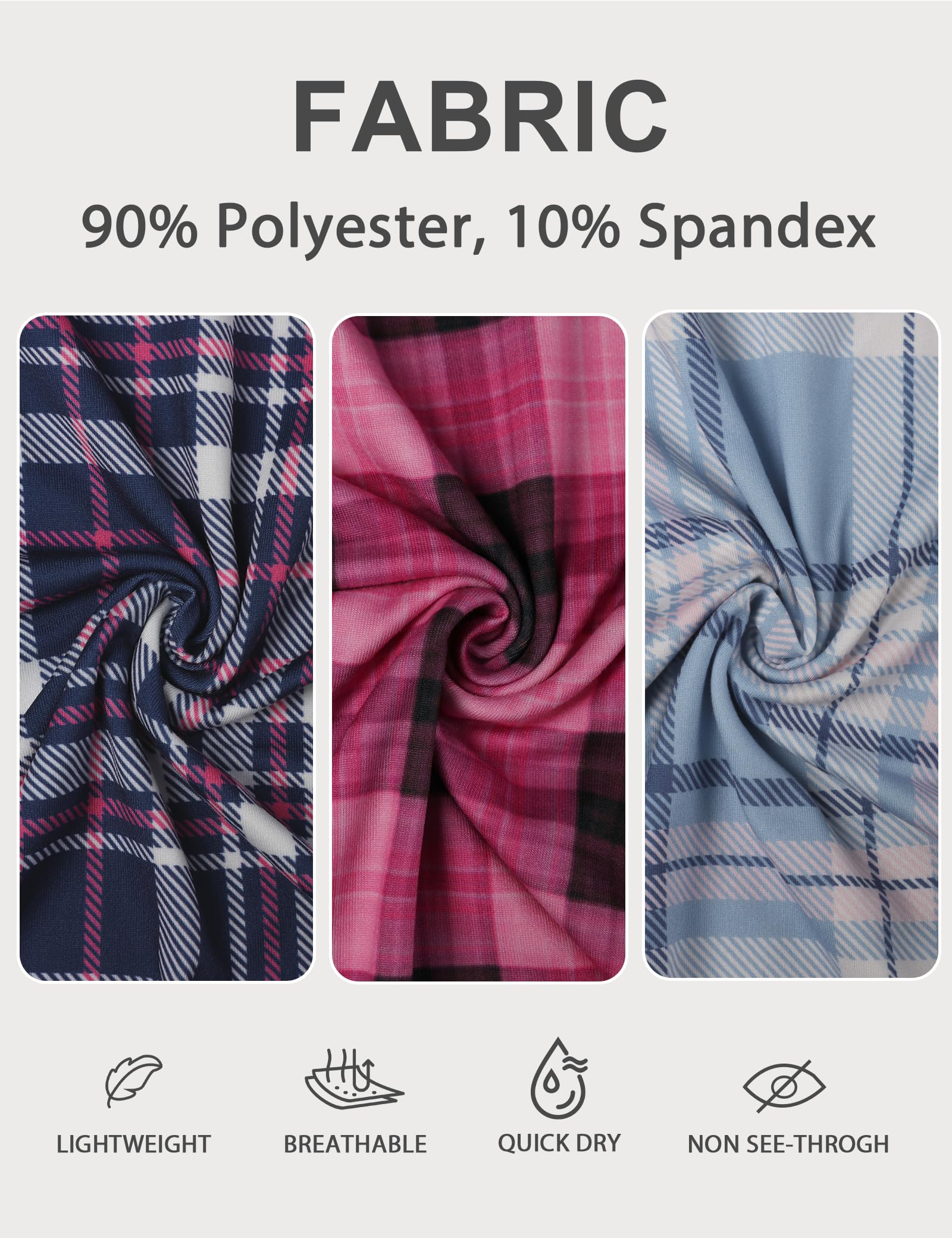 Women Pajama Pants 3-Pack Plaid Sleep Lounge PJ Bottoms with Pockets
