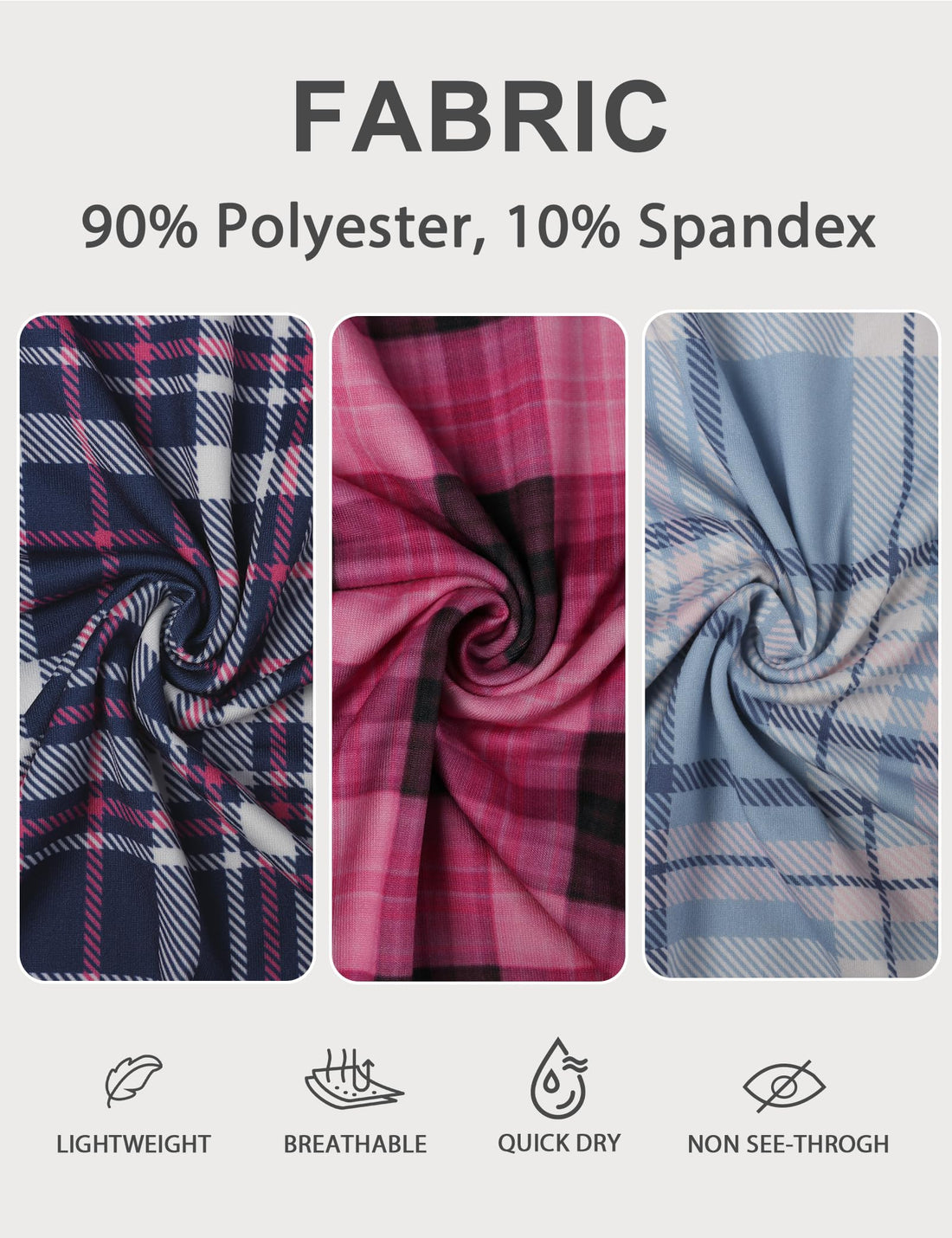 Women Pajama Pants 3-Pack Plaid Sleep Lounge PJ Bottoms with Pockets