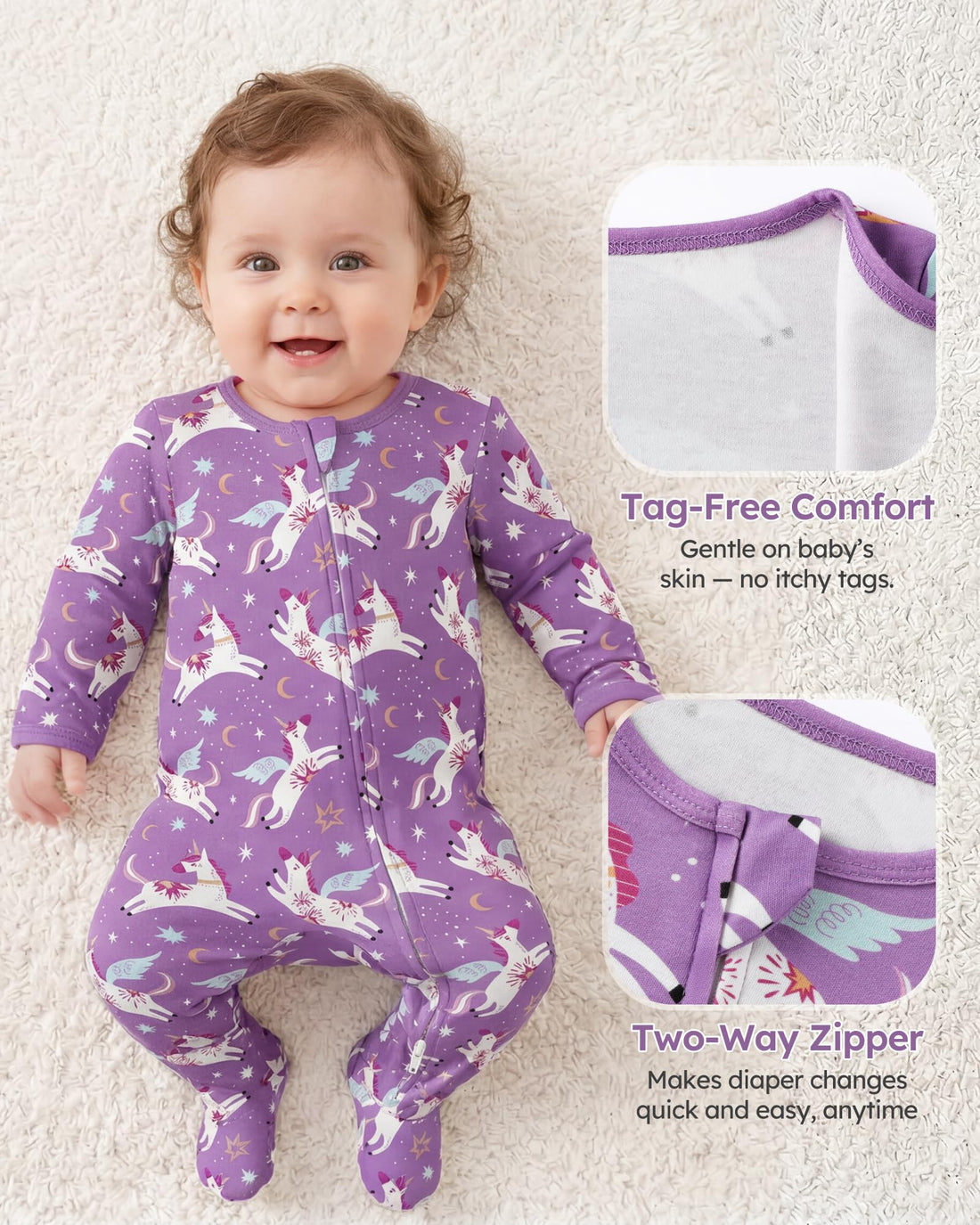Baby Sleepers 3Pcs 100% Cotton Pajamas for Newborn 0-3 3-6 6-9 Months Boys Girls Clothes Sleep 'N Play Footed PJs