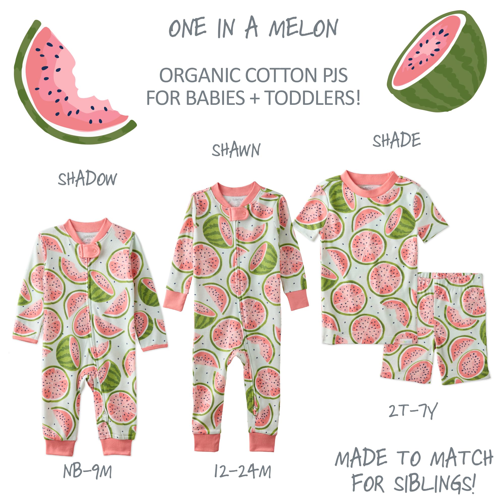 Butterblu Shadow Sleep & Play Baby Pajamas 100% Organic Cotton Two Way Zipper Sleeper Pajamas for Baby Boys & Girls