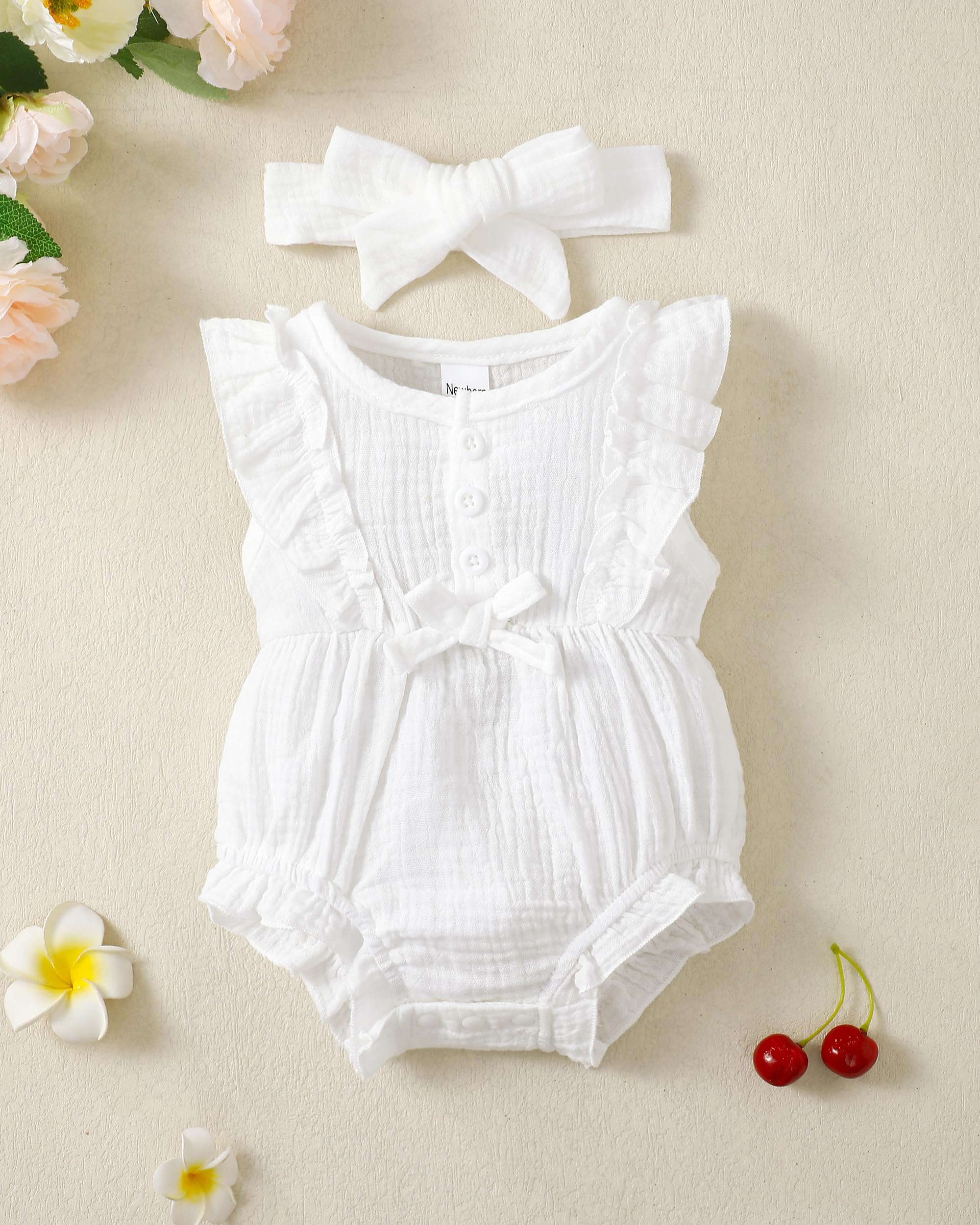 Renotemy Newborn Infant Baby Girl Clothes Rompers Summer Jumpsuits Short Sleeve Romper Infant Baby Clothes Girl WEBE CLOTHING