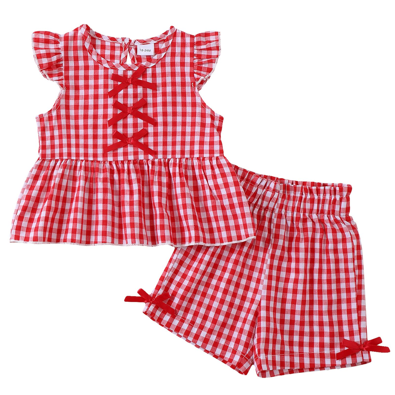 Jecson Toddler Baby Girl Summer Clothes Cotton Ruffled Sleeve Shirt Tops and Shorts Set Outfits 12Months-4T WEBE CLOTHING